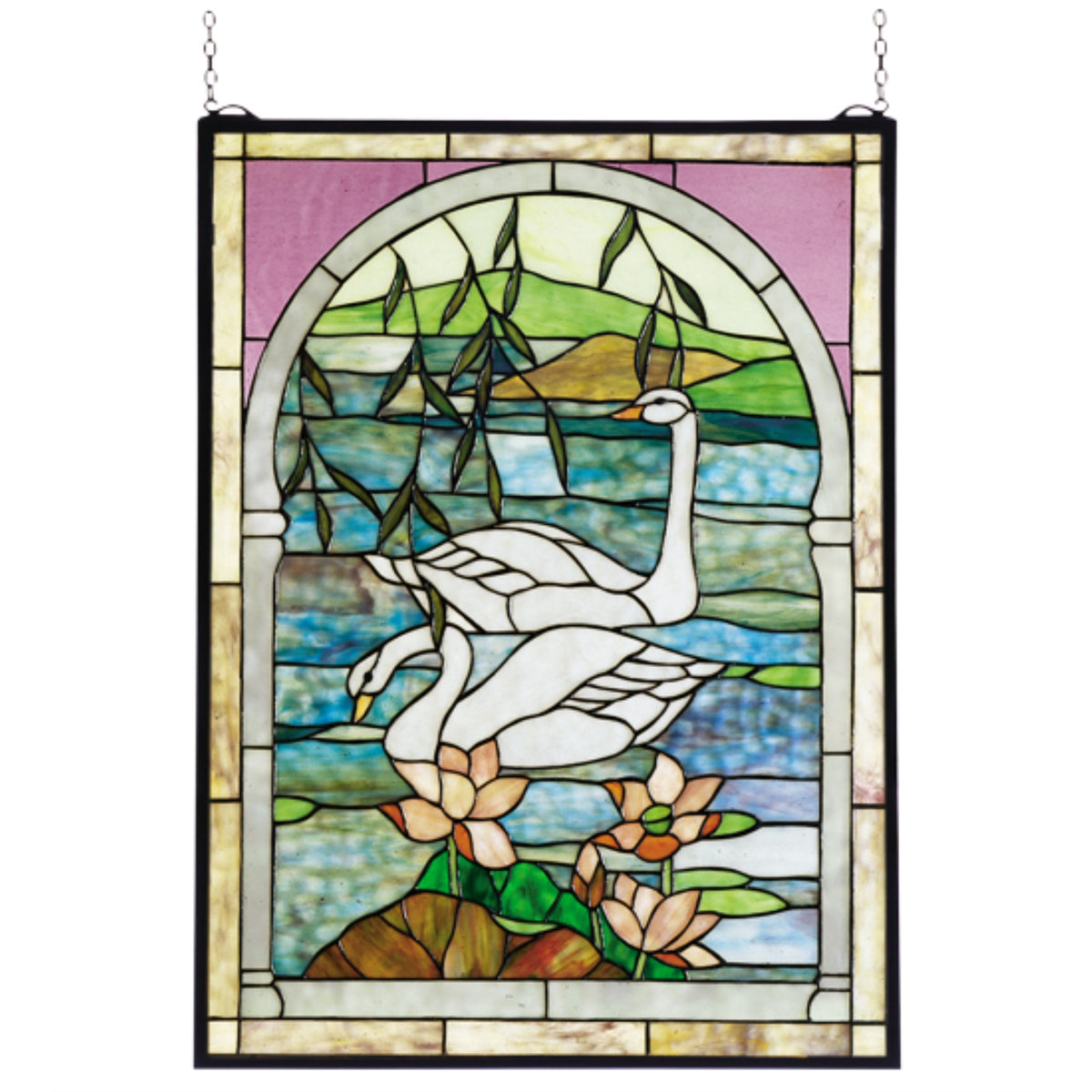 22'W X 30'H Swans Stained Glass Window