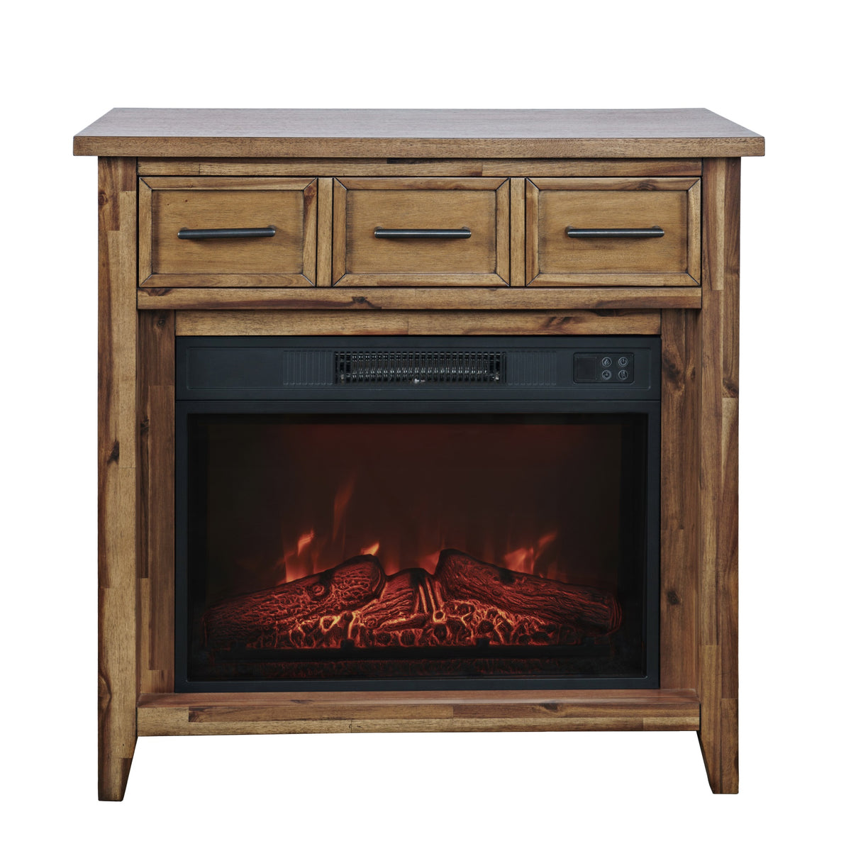 Claremont Transitional Rustic 32' Electric Fireplace Wire Brushed Console Tv Stand