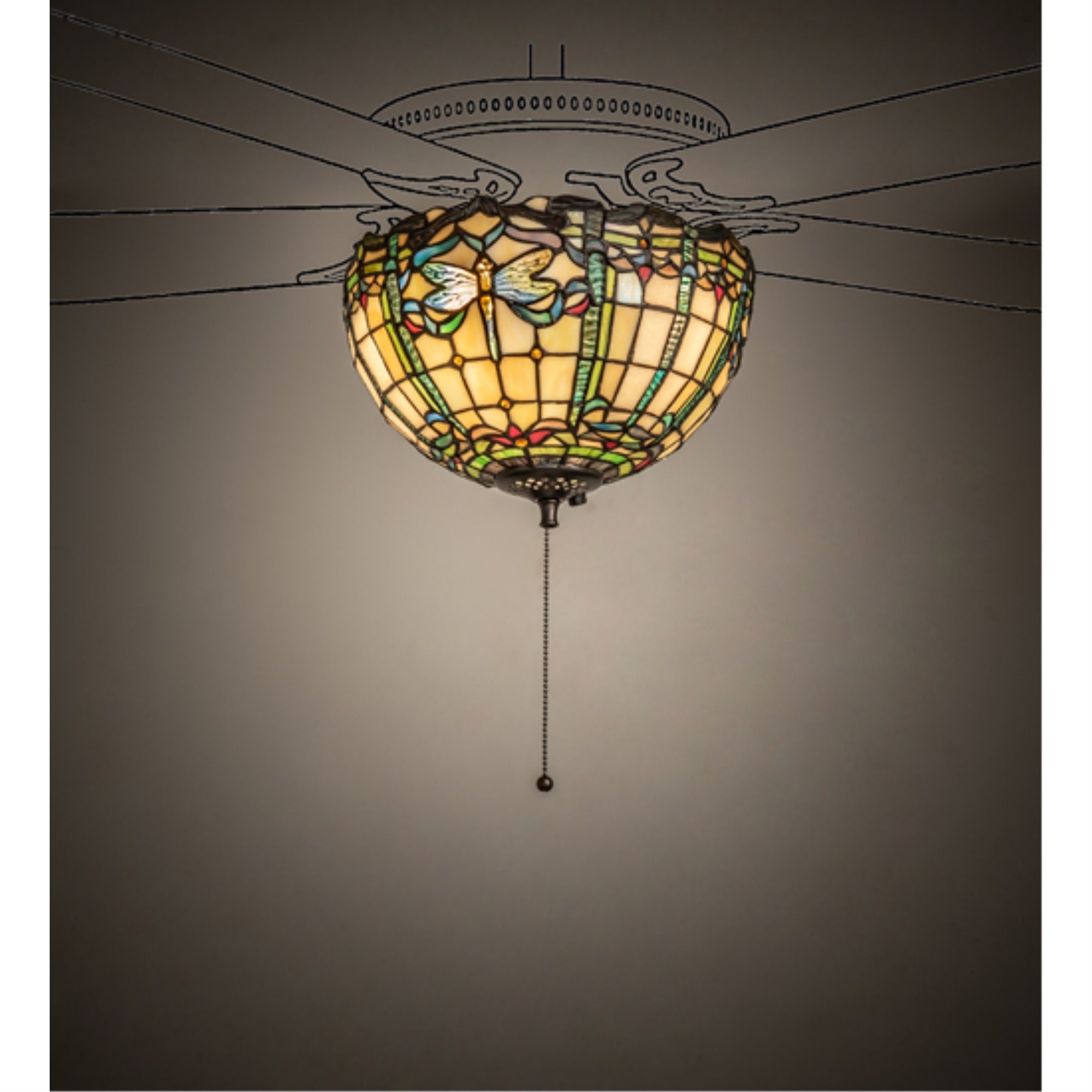 12' Wide Tiffany Dragonfly Fan Light
