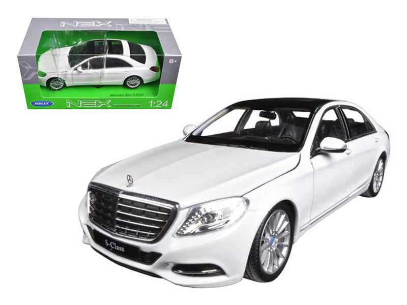 Mercedes Benz S Class With Sunroof White 'Nex Models' 1/24 Diecast Model Car By Welly
