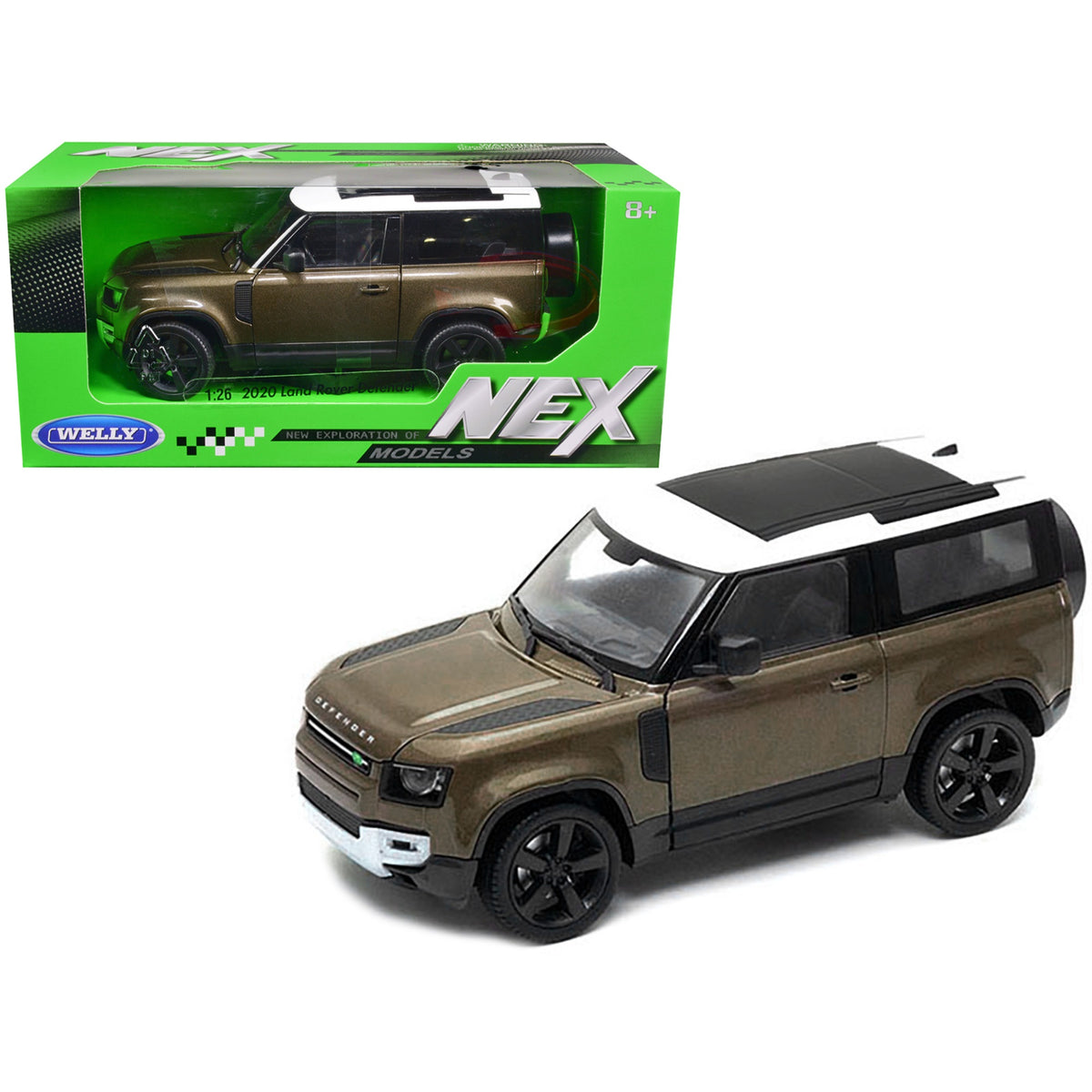 2020 Land Rover Defender Brown Metallic With White Top 'Nex Models' 1/24 Diecast Model Car By Welly