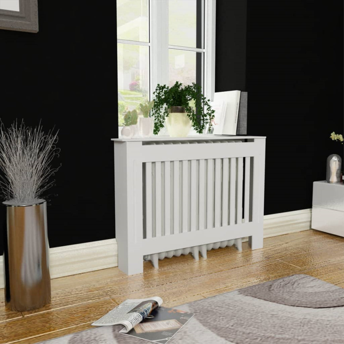 White Mdf Radiator Cover Heating Cabinet - Model 242189: Stylish & Practical. Enhance Your Living Room With This Exquisite Piece. Durable, Versatile, And Easy To Assemble.