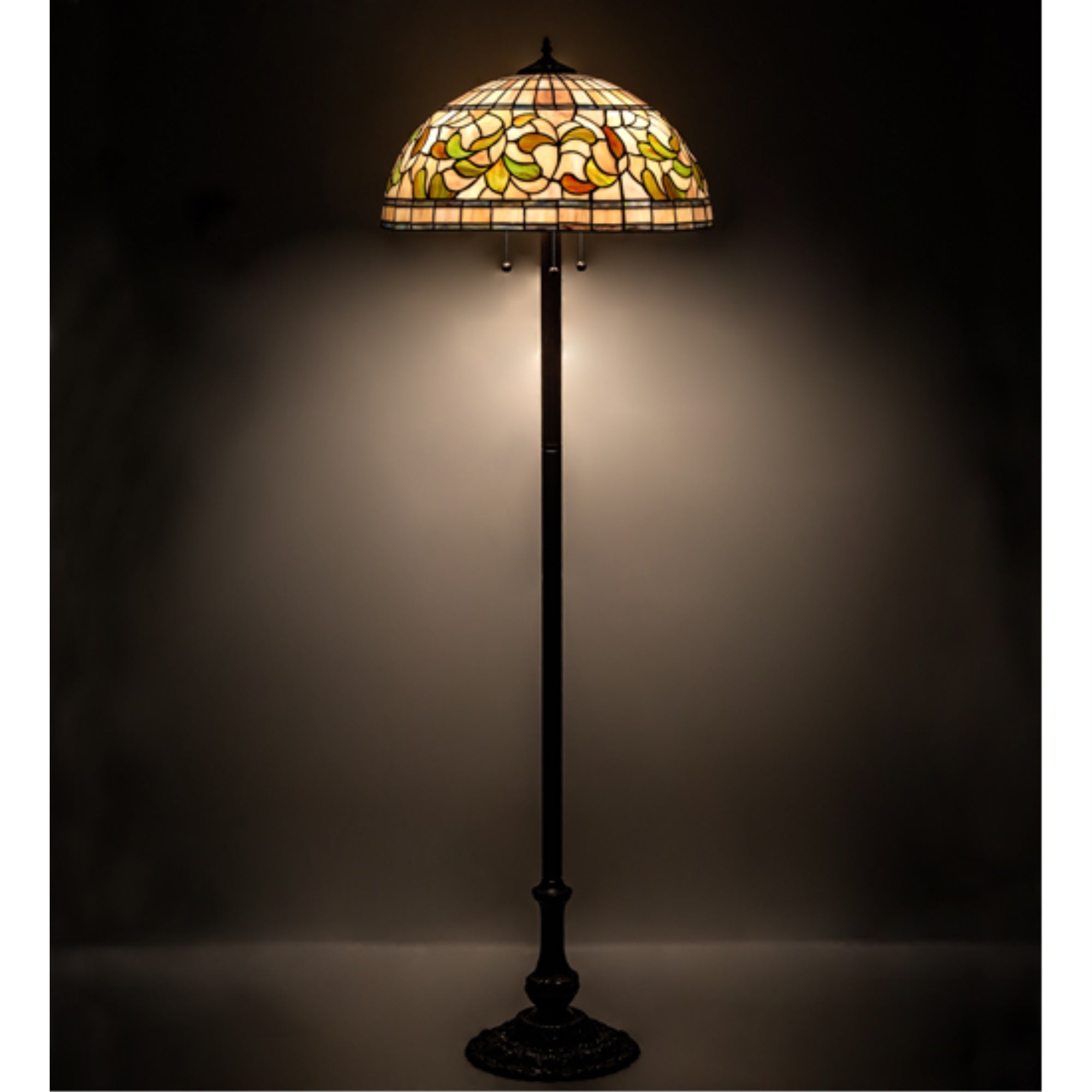 60' High Tiffany Turning Leaf Floor Lamp