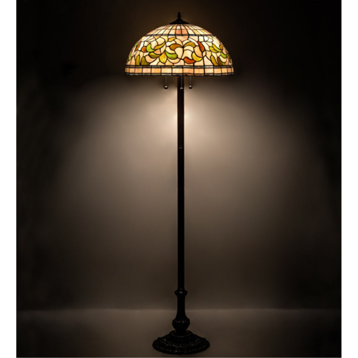 60' High Tiffany Turning Leaf Floor Lamp