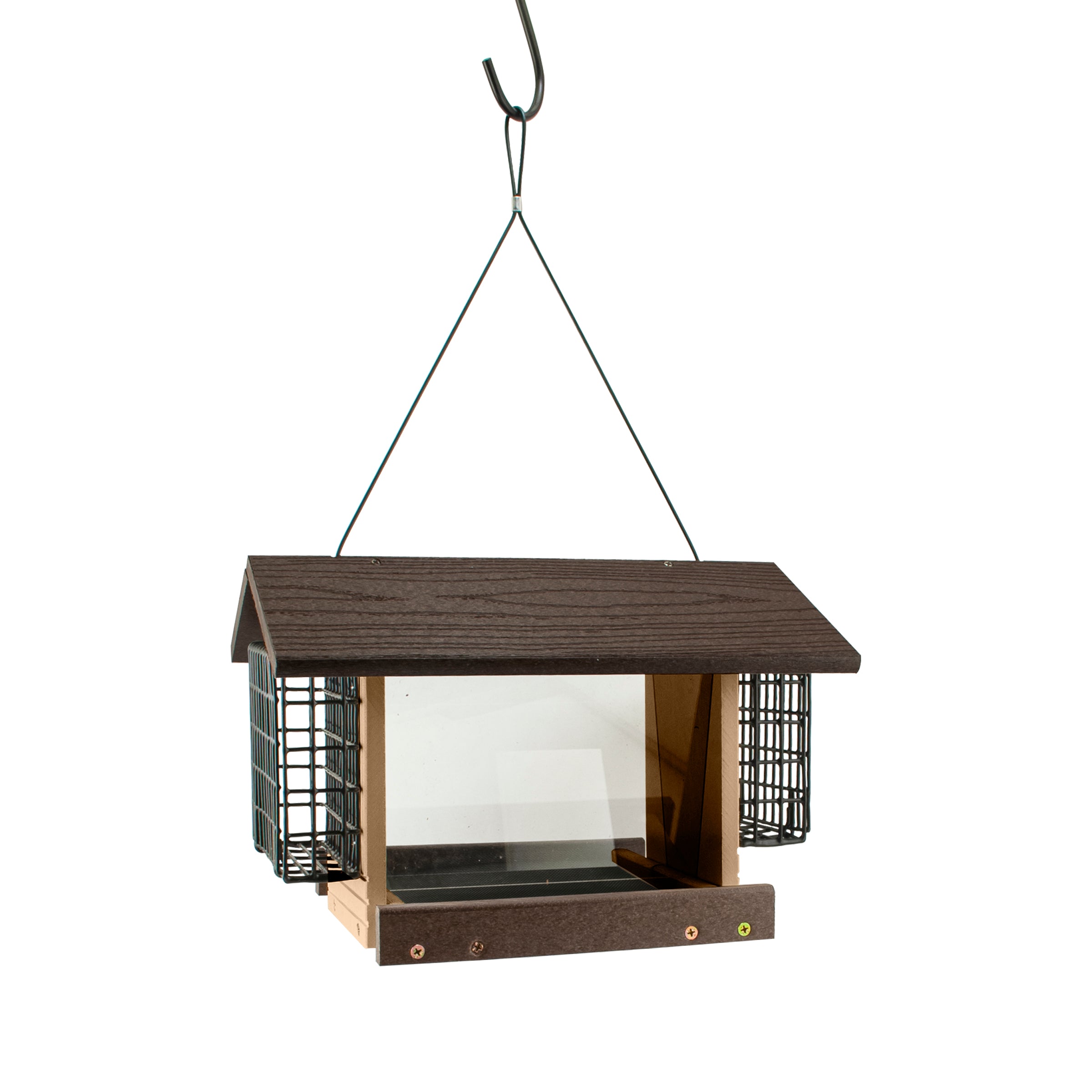 Going Green Contemporary Deluxe Ranch Feeder With Suet Feeders, Brown & Tan, 1/C