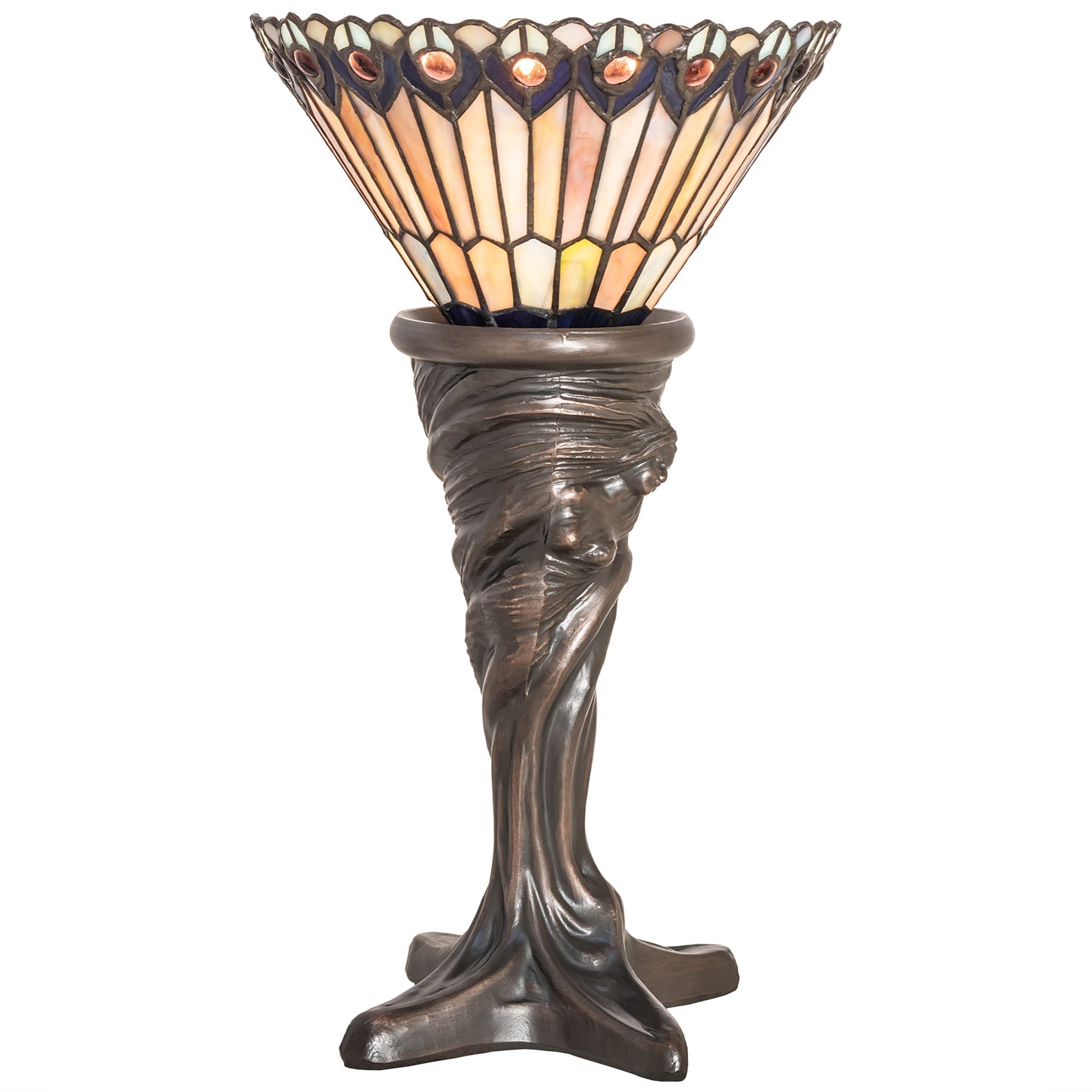 15' High Tiffany Jeweled Peacock Mini Lamp