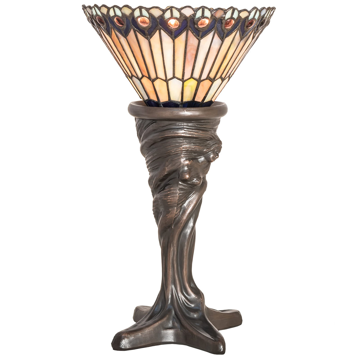 15' High Tiffany Jeweled Peacock Mini Lamp