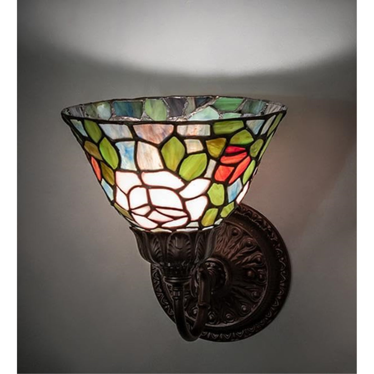 8' Wide Tiffany Rosebush Wall Sconce
