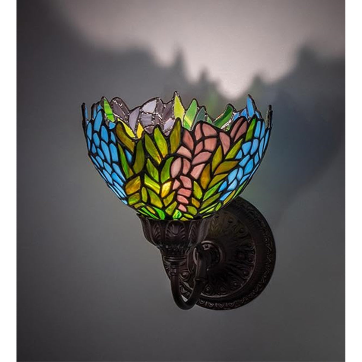 8' Wide Tiffany Honey Locust Wall Sconce