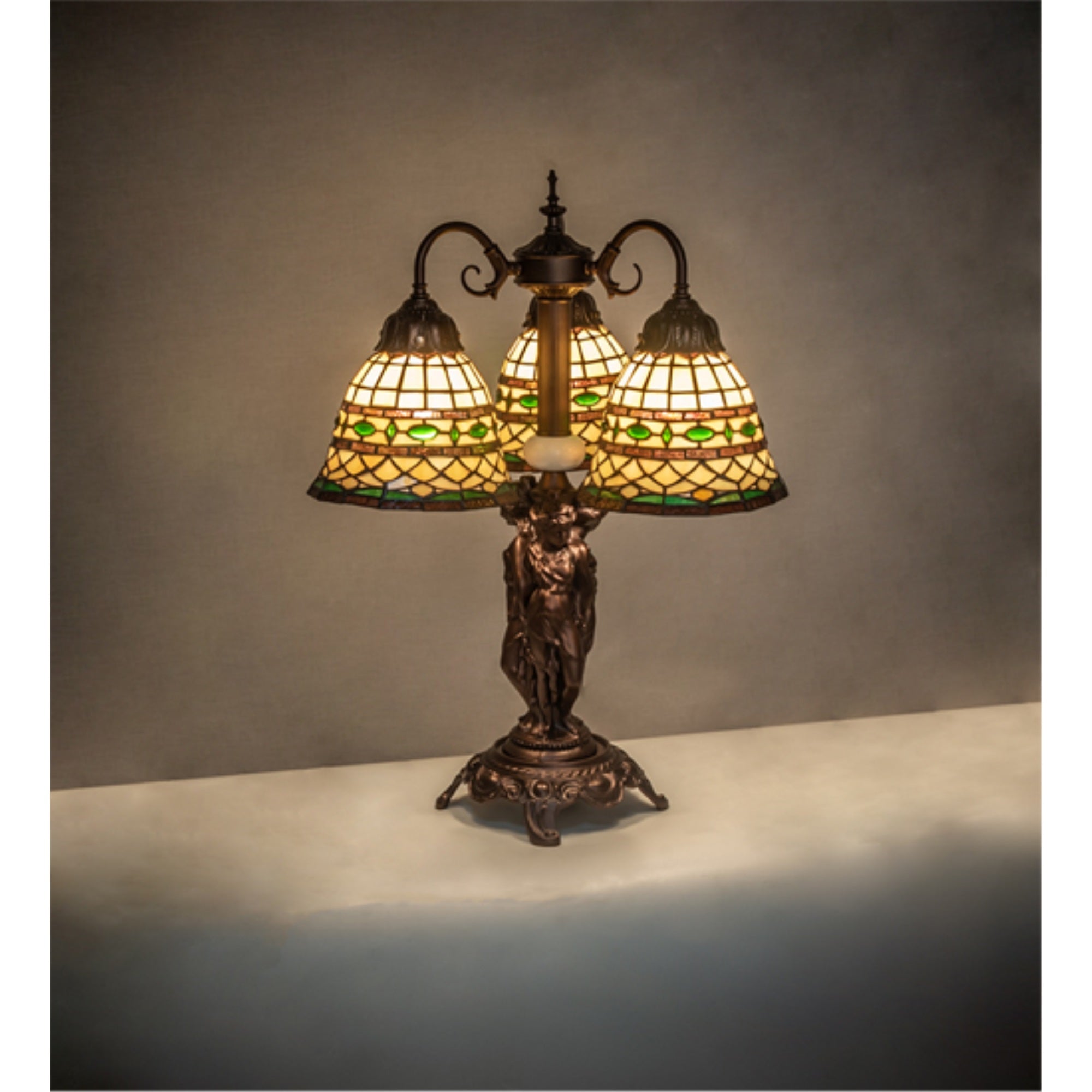 23' High Tiffany Roman 3 Light Table Lamp