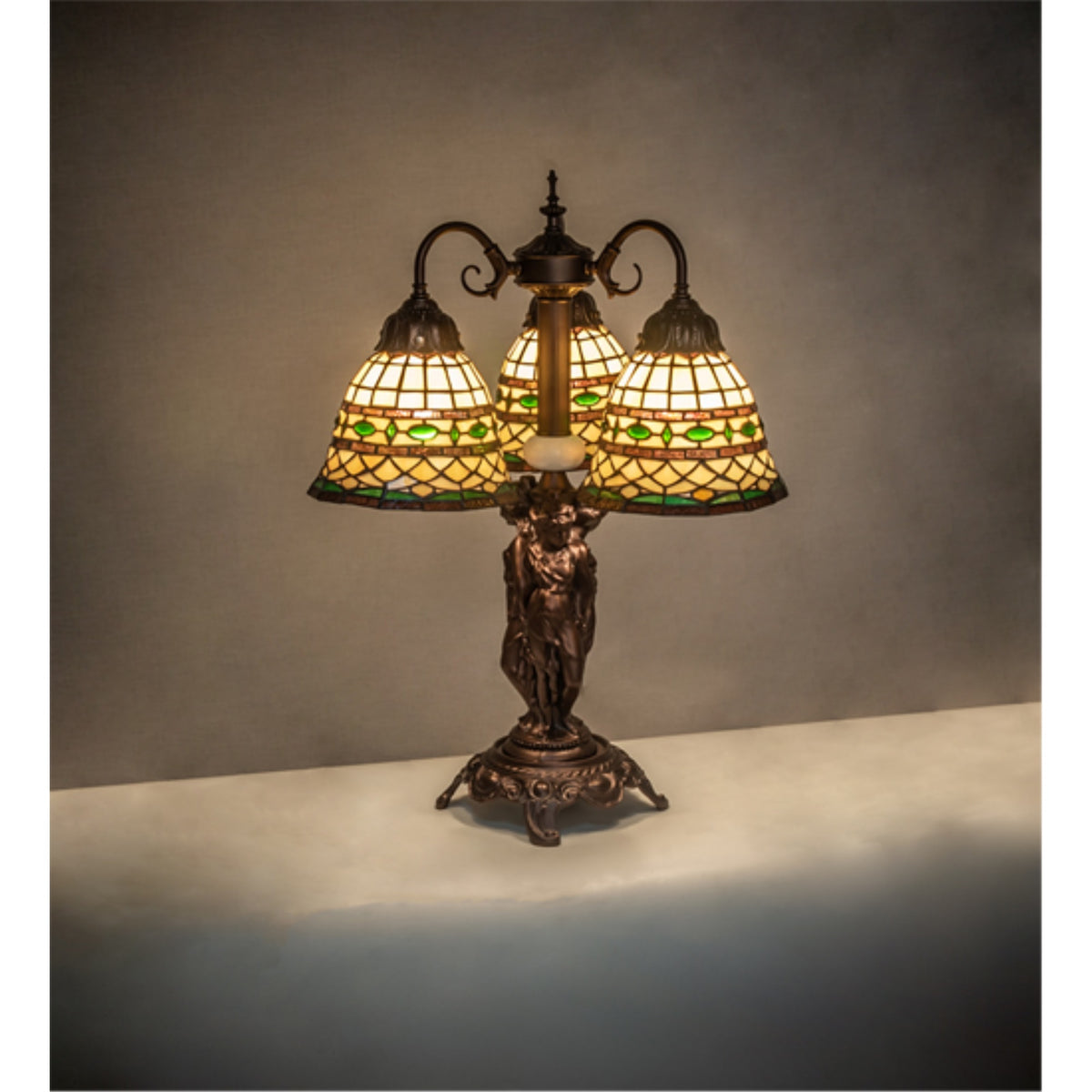 23' High Tiffany Roman 3 Light Table Lamp