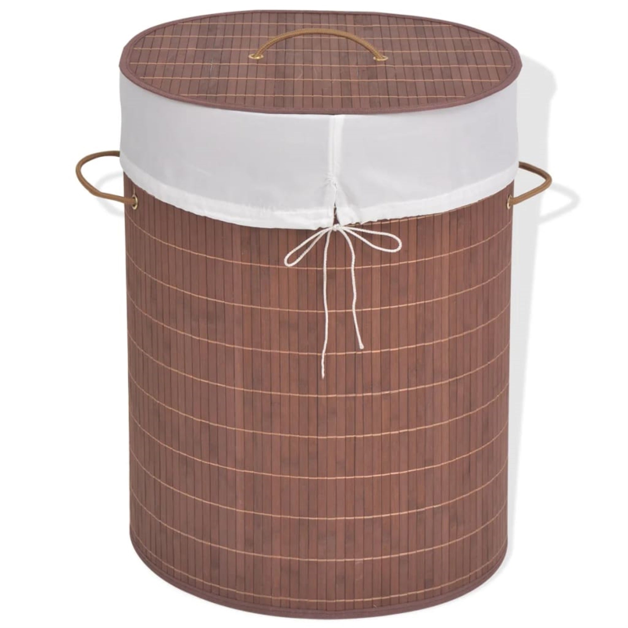 Vidaxl Bamboo Laundry Bin Oval Brown