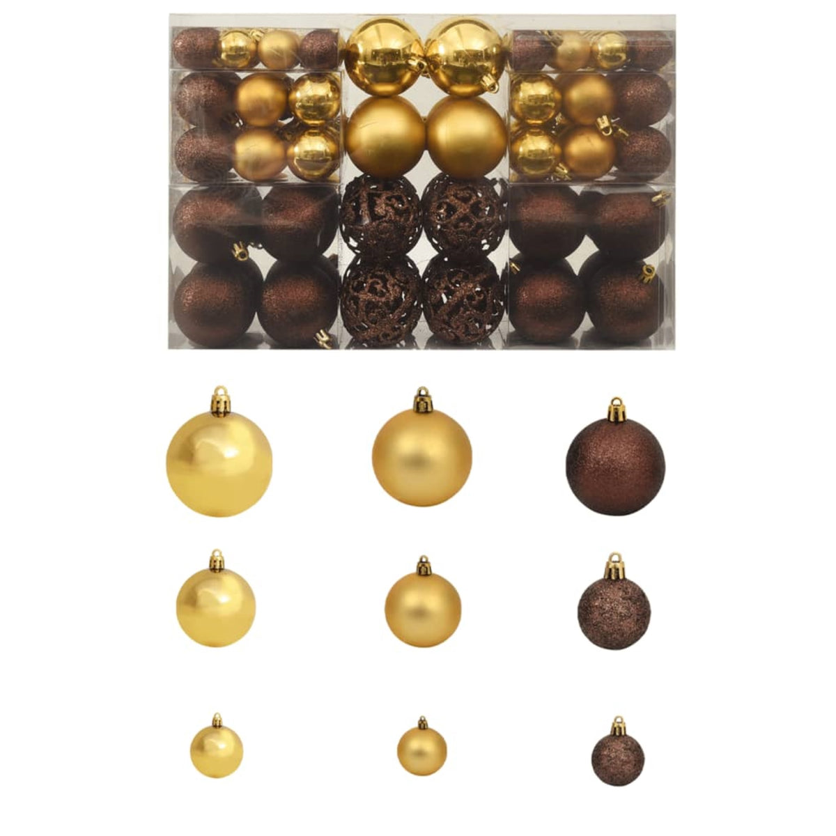 Vidaxl 100 Piece Christmas Ball Set 2.4' Brown/Bronze/Gold