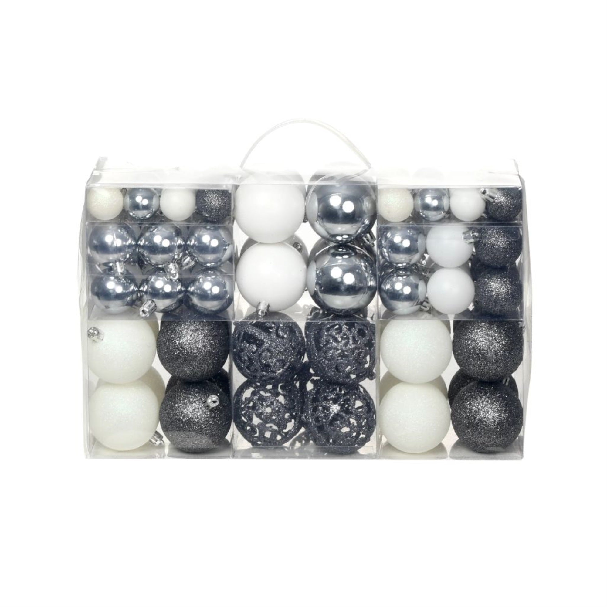 Vidaxl 100 Piece Christmas Ball Set 2.4' White/Gray