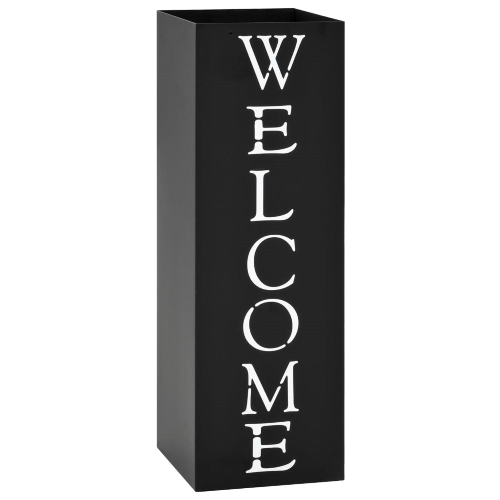 Vidaxl Umbrella Stand Welcome Steel Black