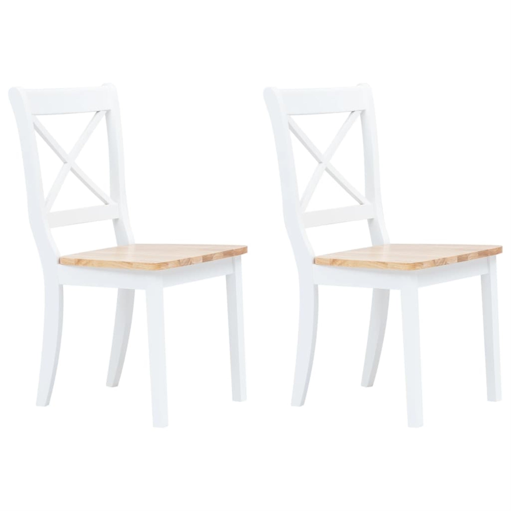 Vidaxl Dining Chairs 2 Pcs White And Light Wood Solid Rubber Wood