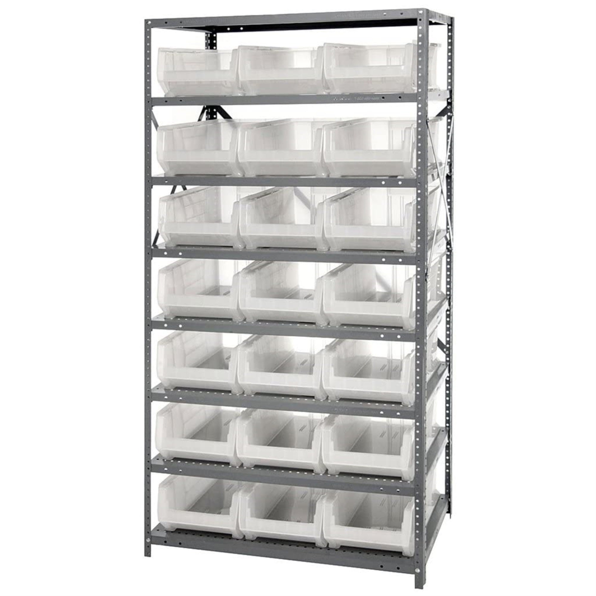 8 Shelf Unit W/21 Hulk Bins Clear