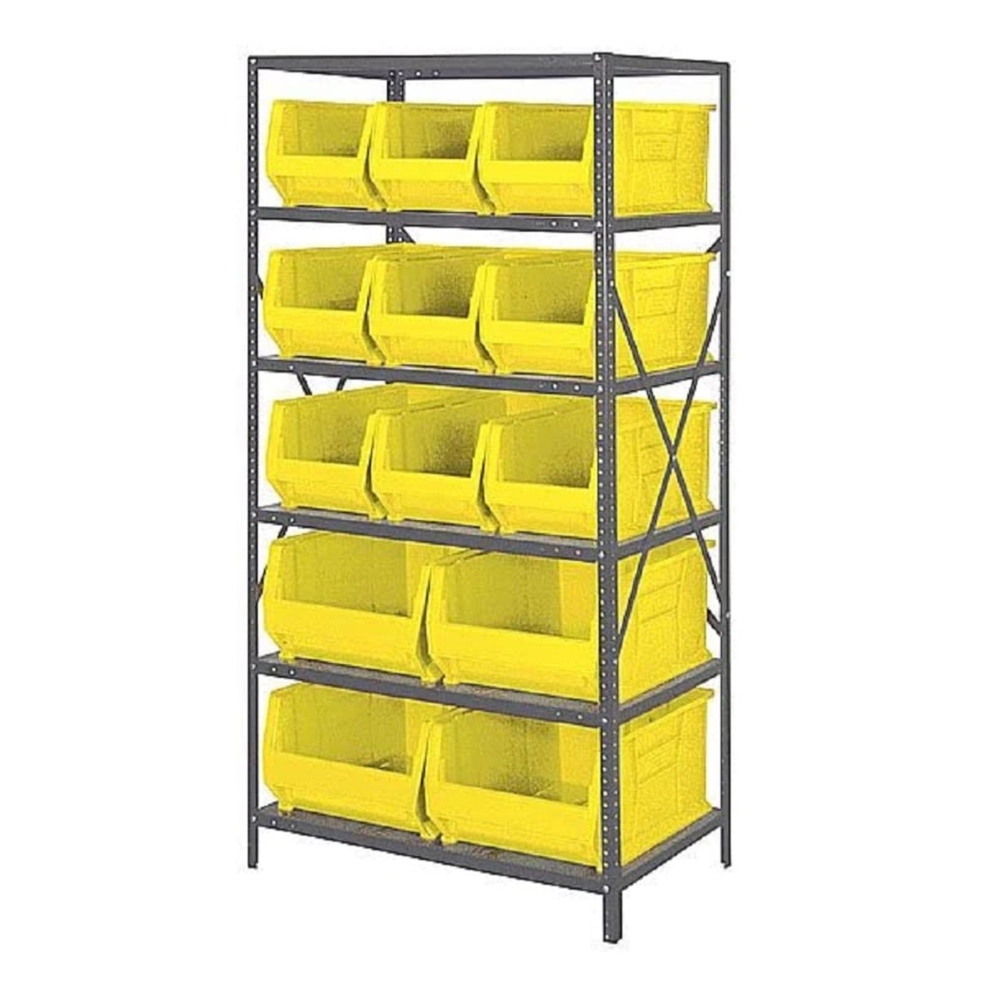 Quantum Storage Systems Wire Shelving Unit W/13 Yellow Bins