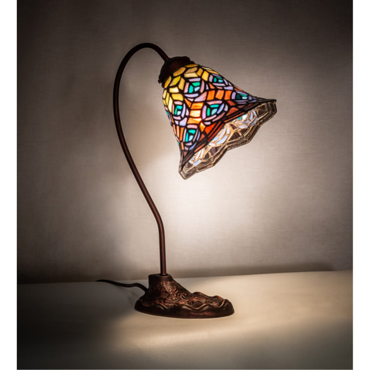 18' High Tiffany Peacock Feather Desk Lamp