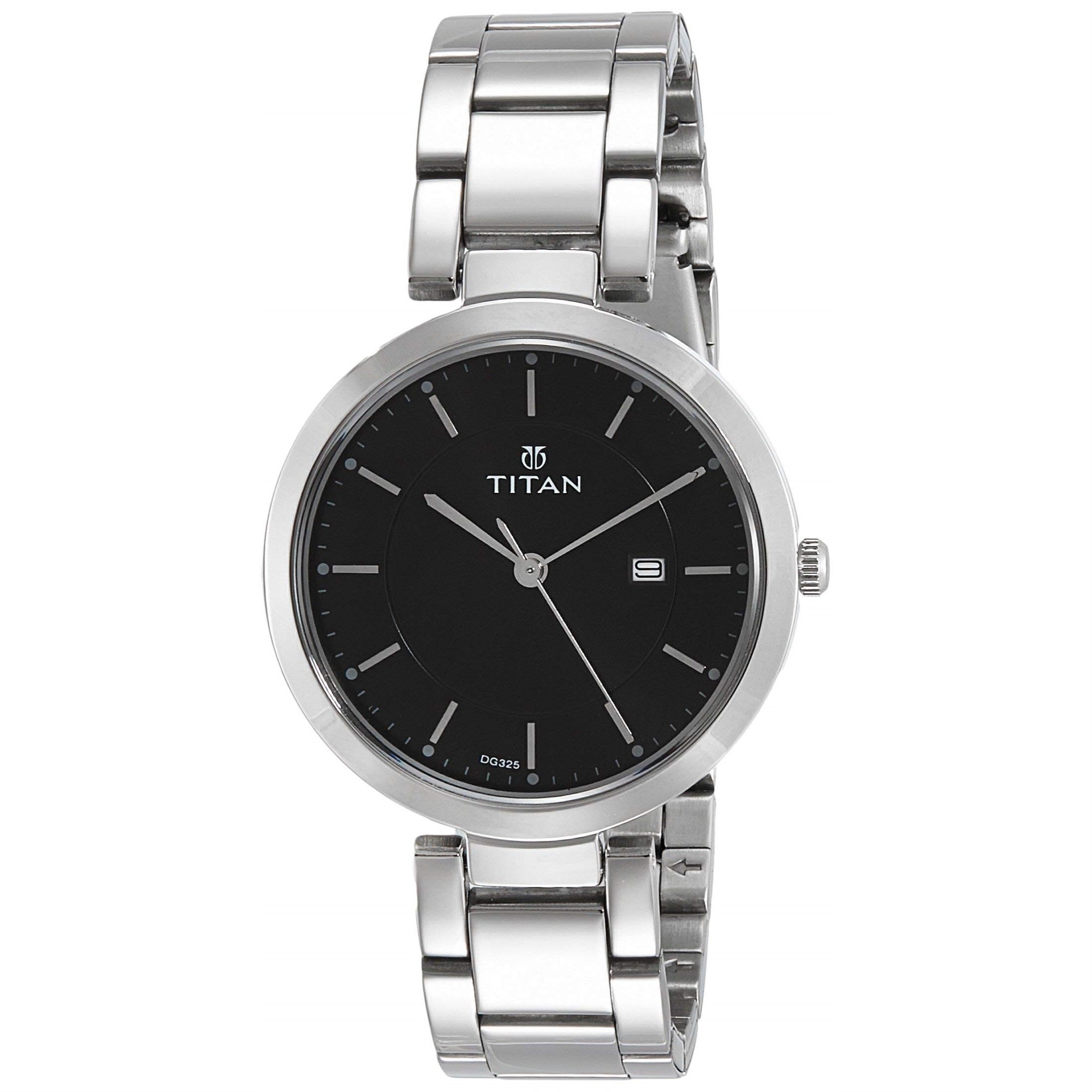 Titan Workwear Black Dial Analog with Day and Date Stainless Steel Strap watch for Women-NS2480SM08