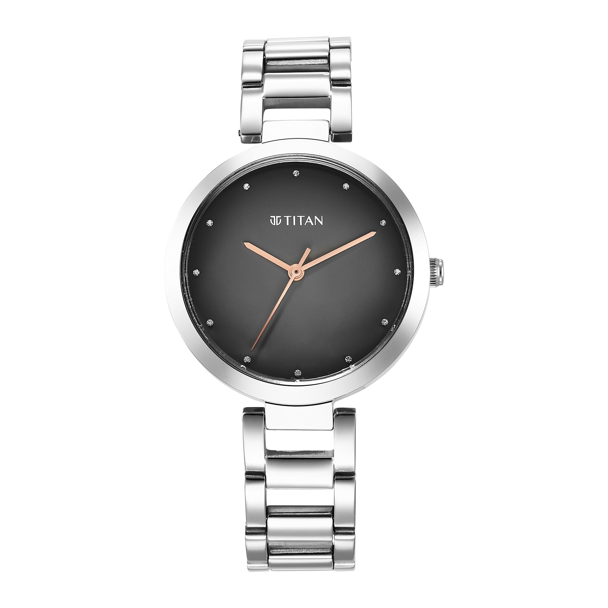 Titan Workwear Quartz Analog Black Dial Silver Stainless Steel Strap Watch for Women-NS2480SM13