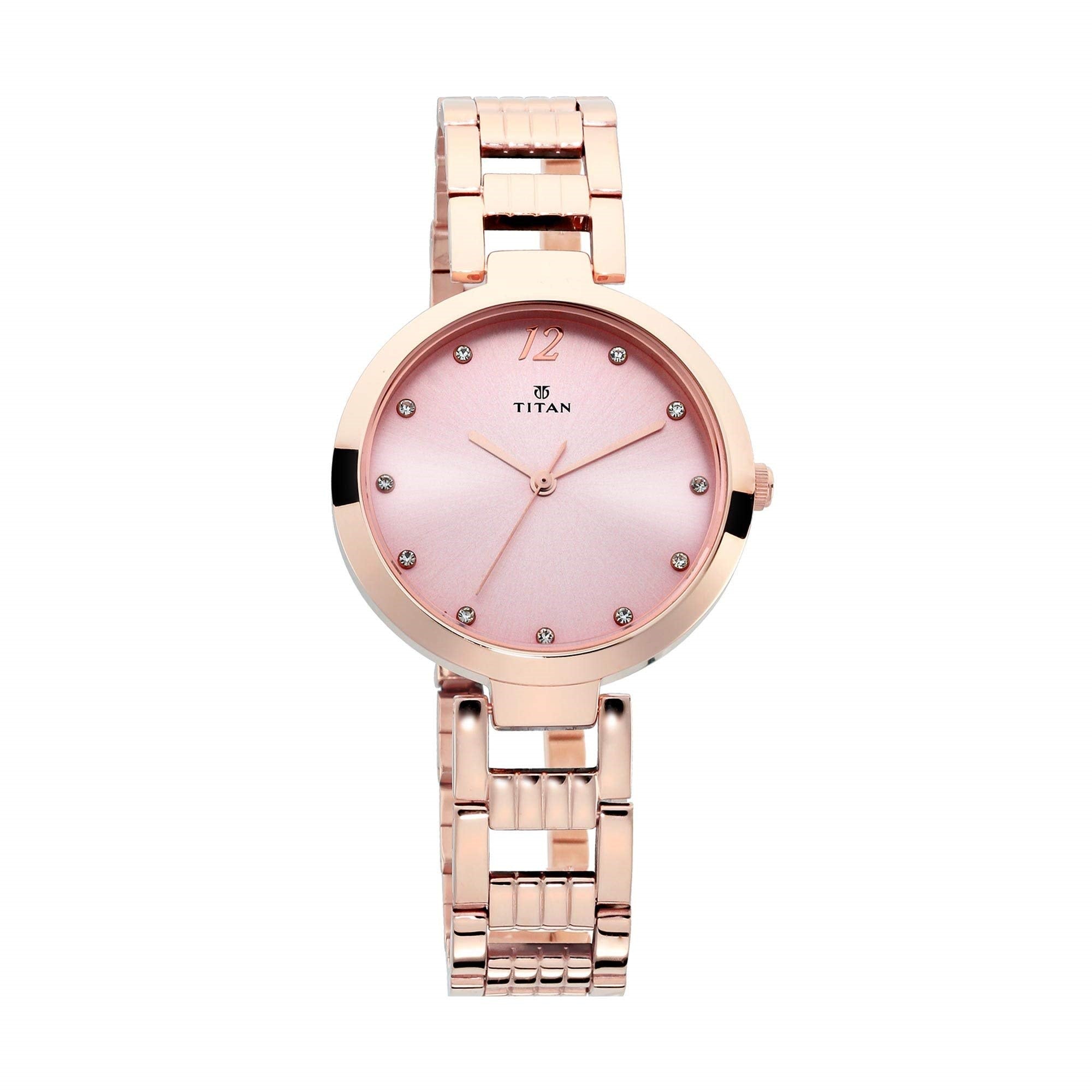 Titan Sparkle Pink Dial Analog Stainless Steel Strap watch for Women-NS2480WM03