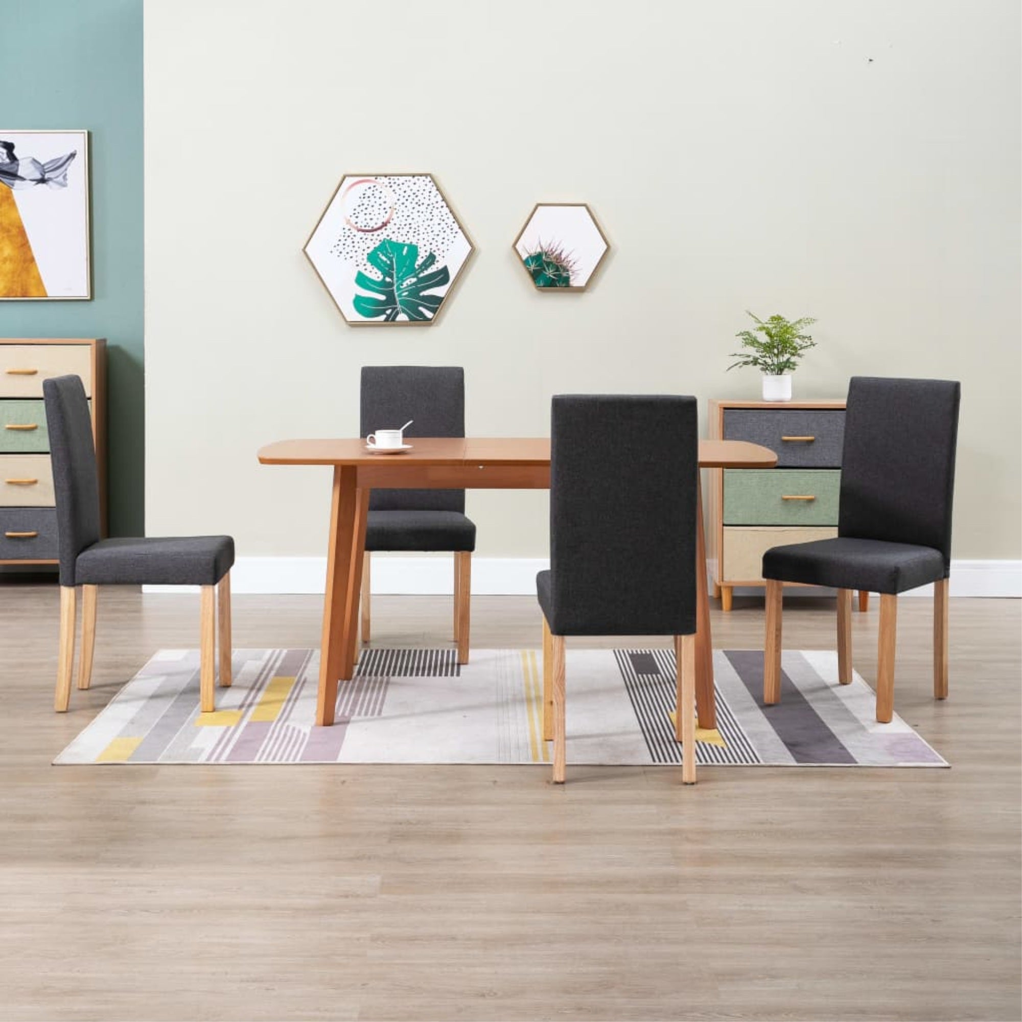 vidaXL Dining Chairs 4 pcs Dark Gray Fabric