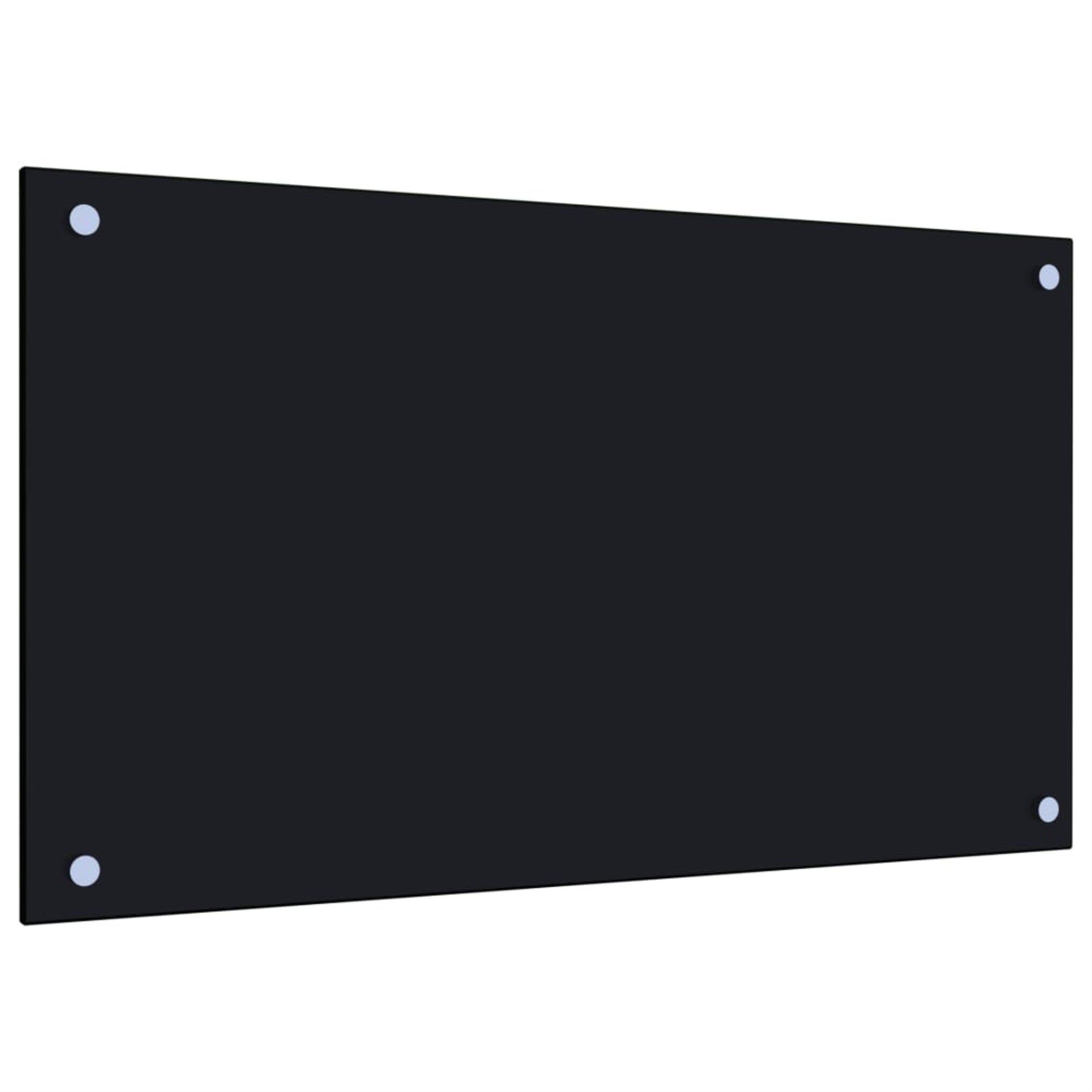 Vidaxl Kitchen Backsplash Black 27.6'X15.7' Tempered Glass