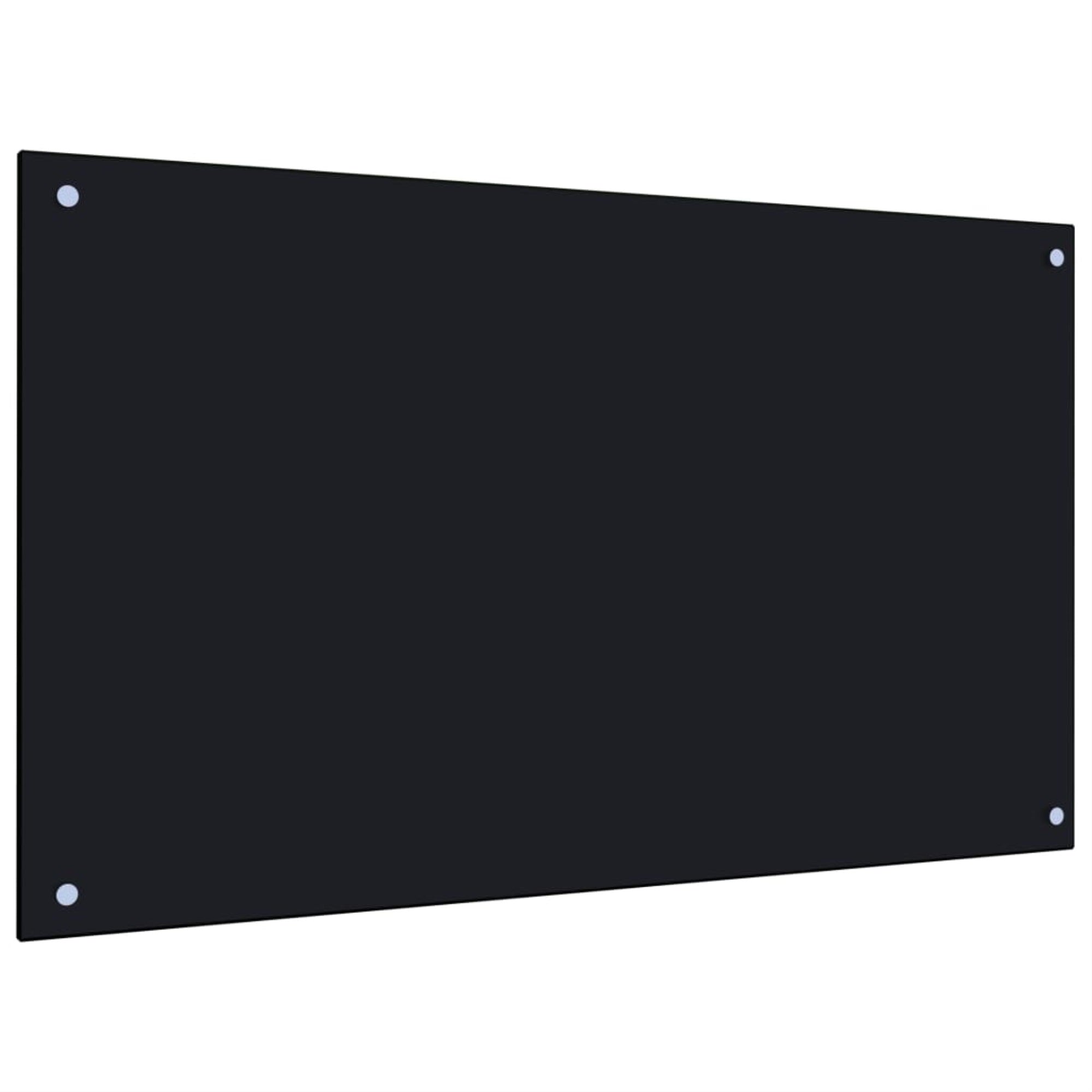 Vidaxl Kitchen Backsplash Black 39.4'X23.6' Tempered Glass