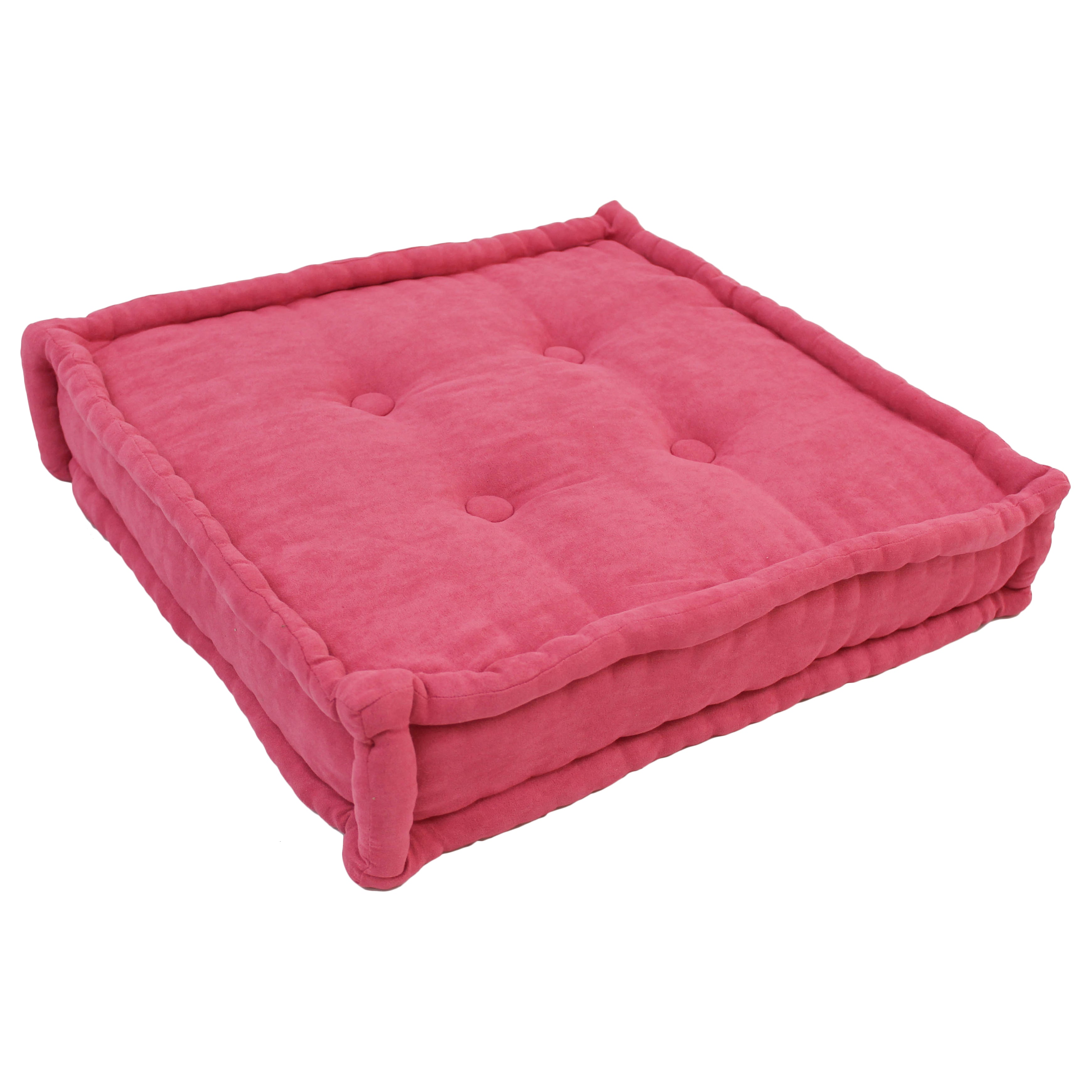 25-inch Square Corder Floor Pillow with Button Tufts - Bery Berry