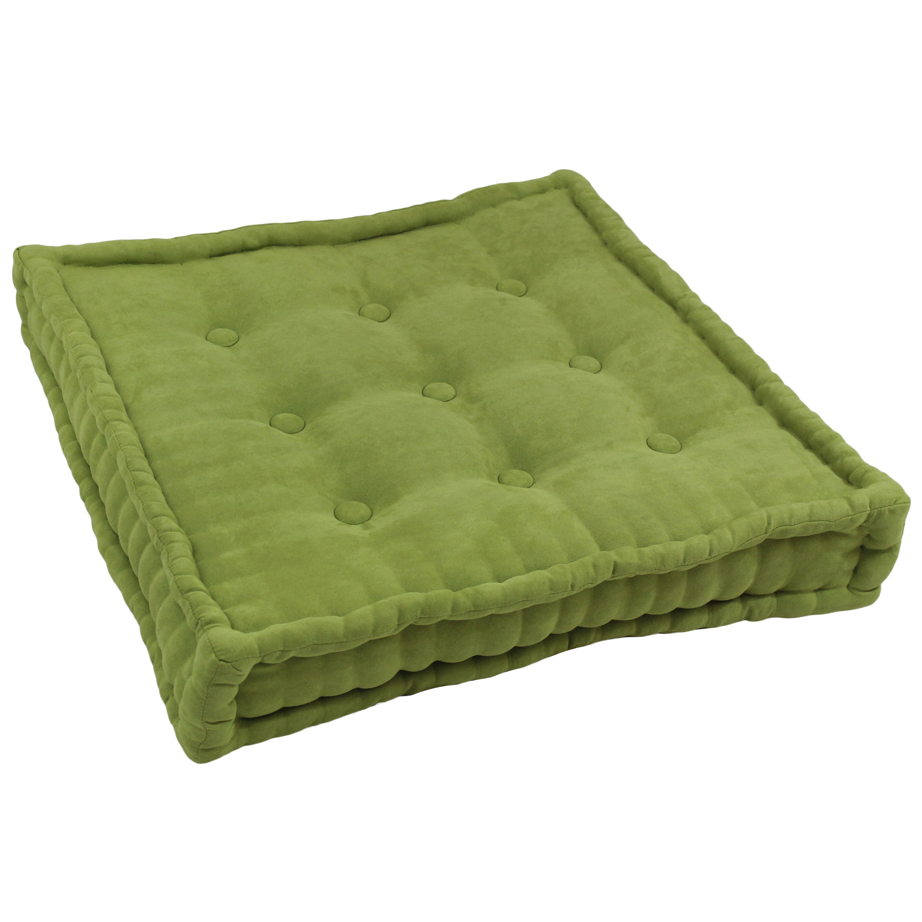 25-inch Square Corder Floor Pillow with Button Tufts - Mojito Lime