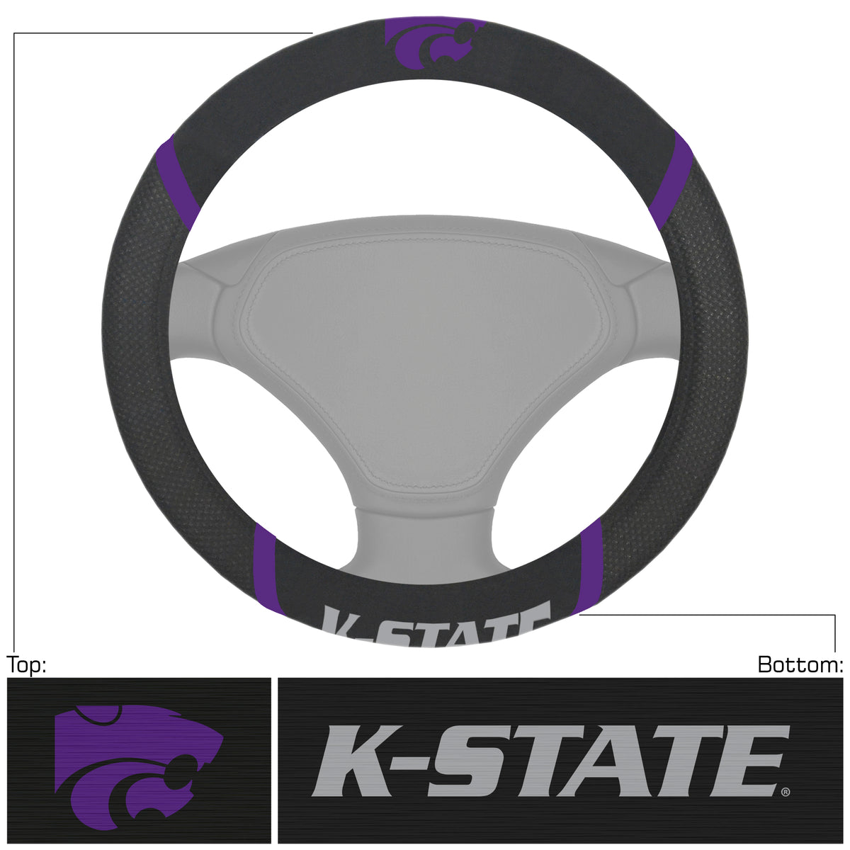 Kansas State University Steering Wheel Cover 15X15