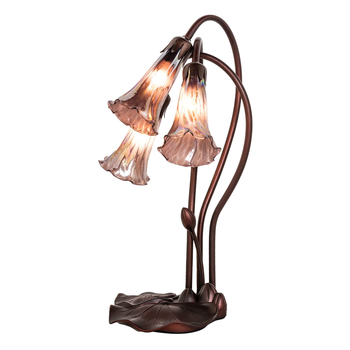 16' High Purple Iridescent Tiffany Pond Lily 3 Light Accent Lamp