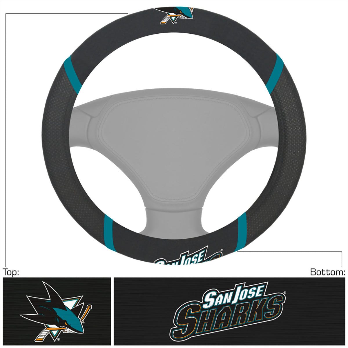 Nhl - San Jose Sharks Steering Wheel Cover 15X15