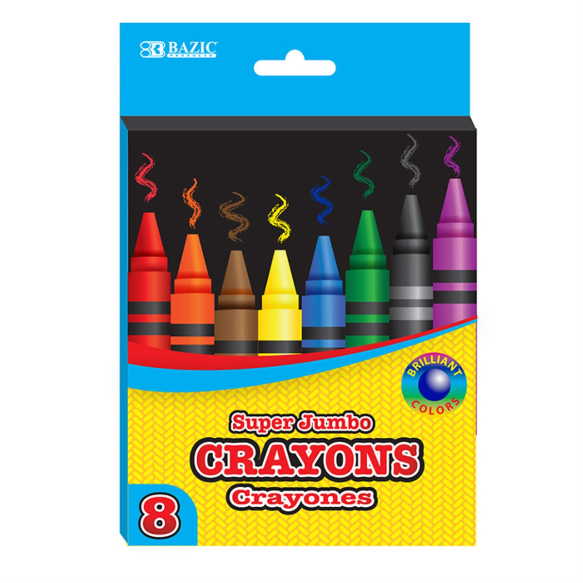 Bazic 8 Color Premium Super Jumbo Crayons /Case Qty - 72