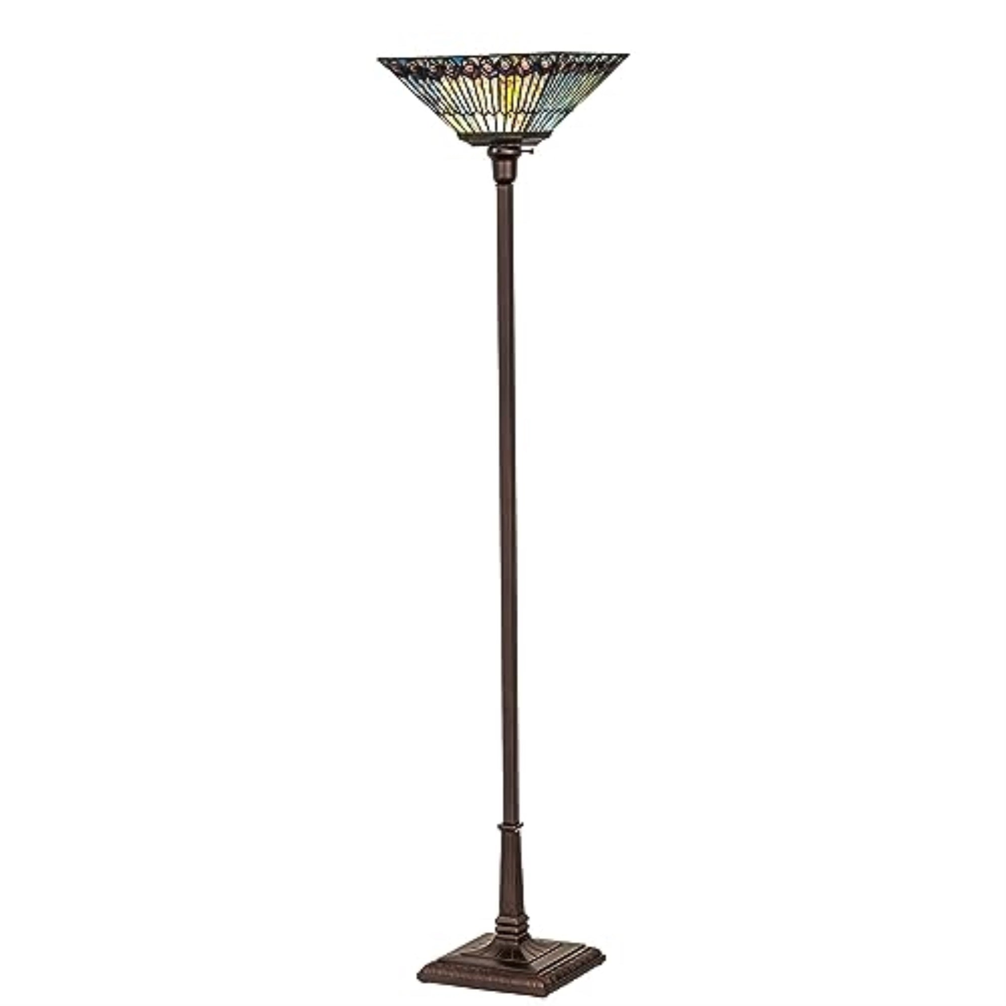 70' High Tiffany Jeweled Peacock Torchiere