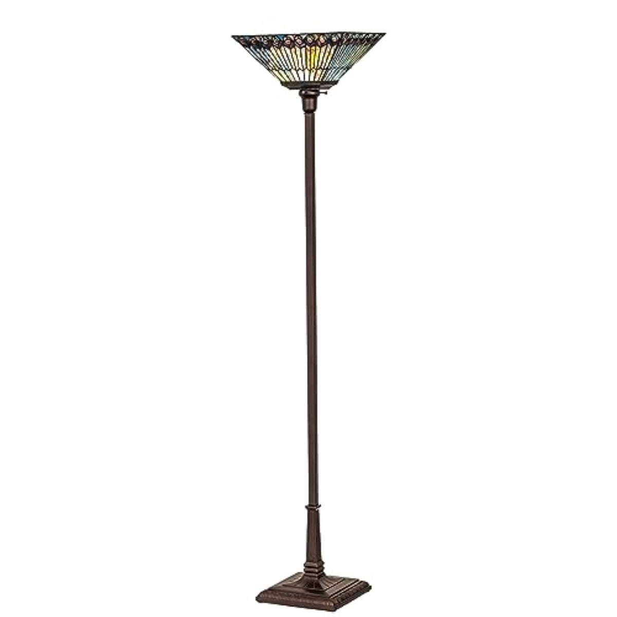 70' High Tiffany Jeweled Peacock Torchiere