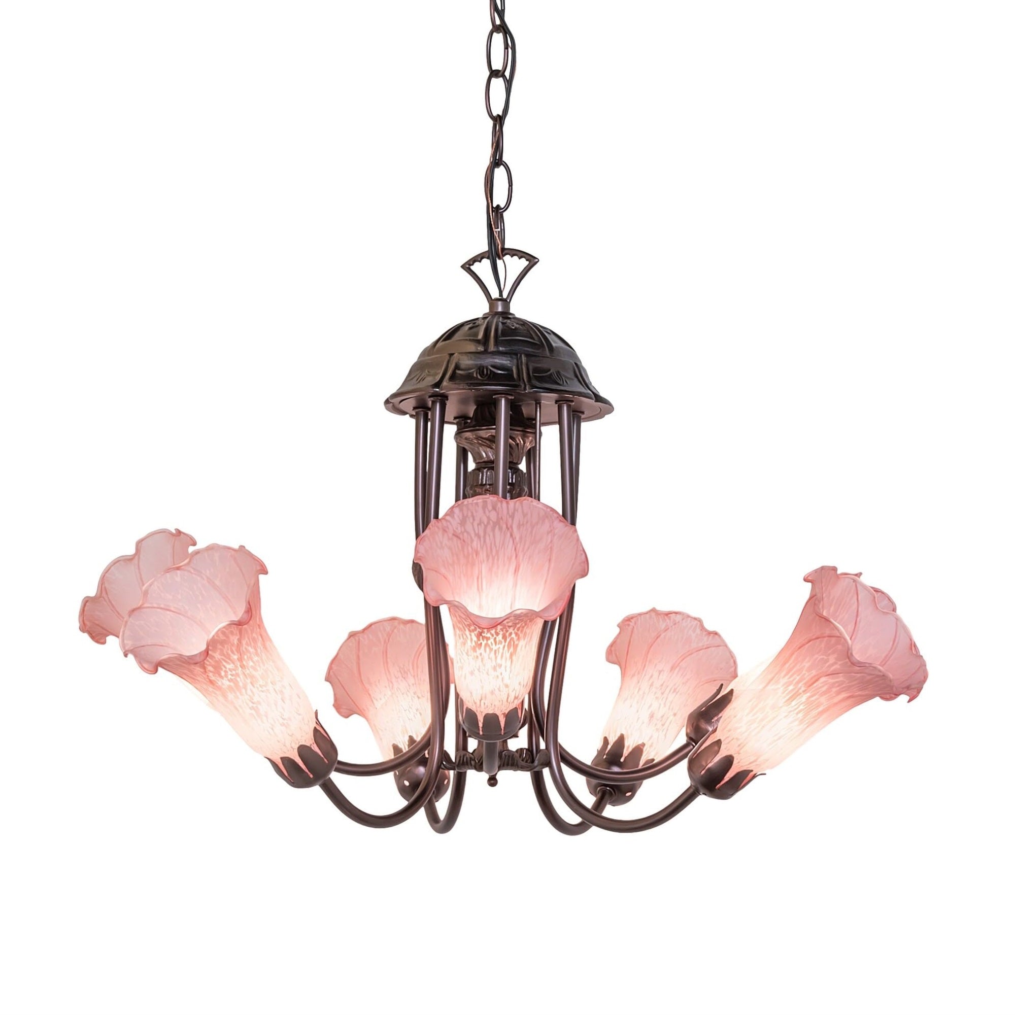 24' Wide Pond Lily Pink 7 Light Chandelier