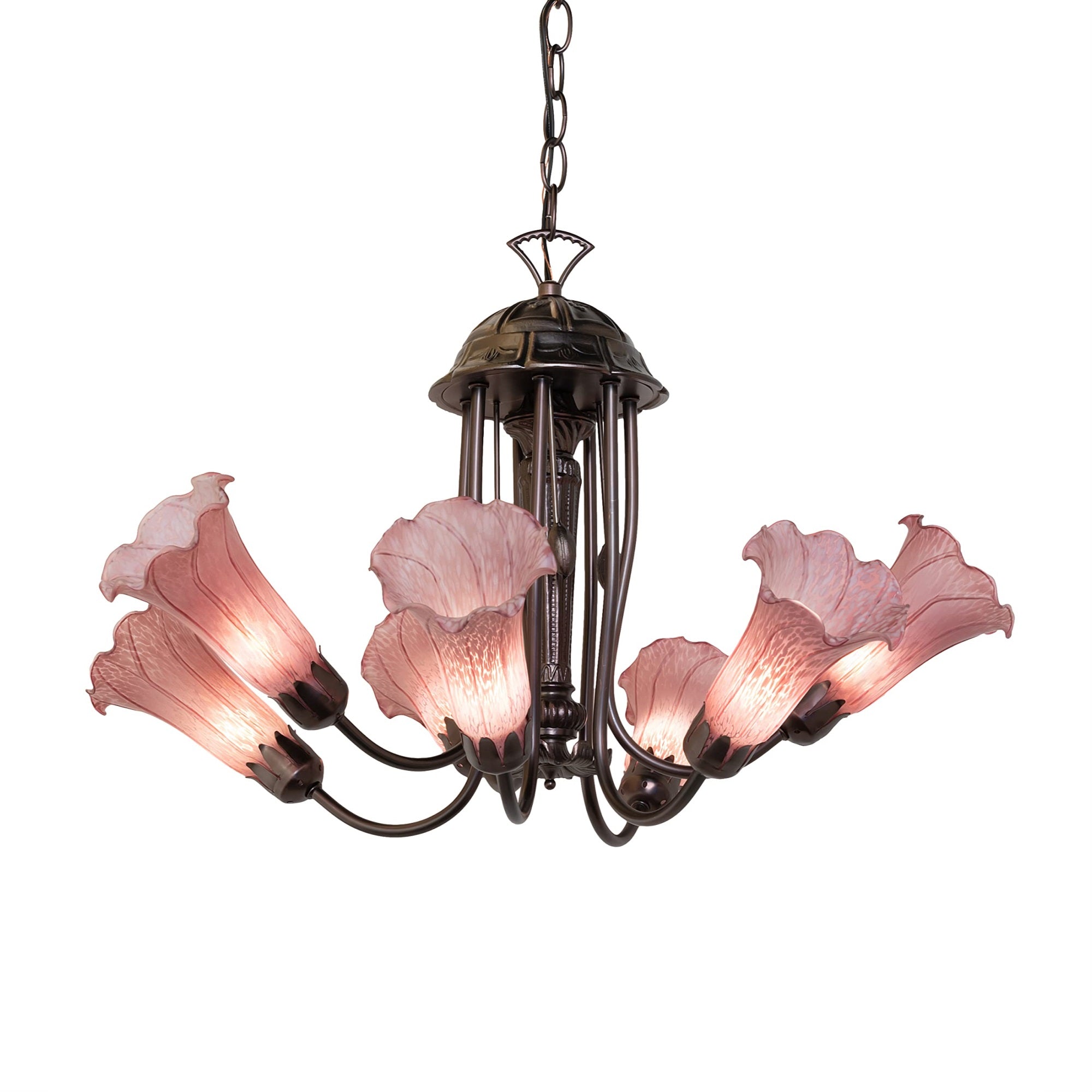 24' Wide Purple Tiffany Pond Lily 7 Light Chandelier