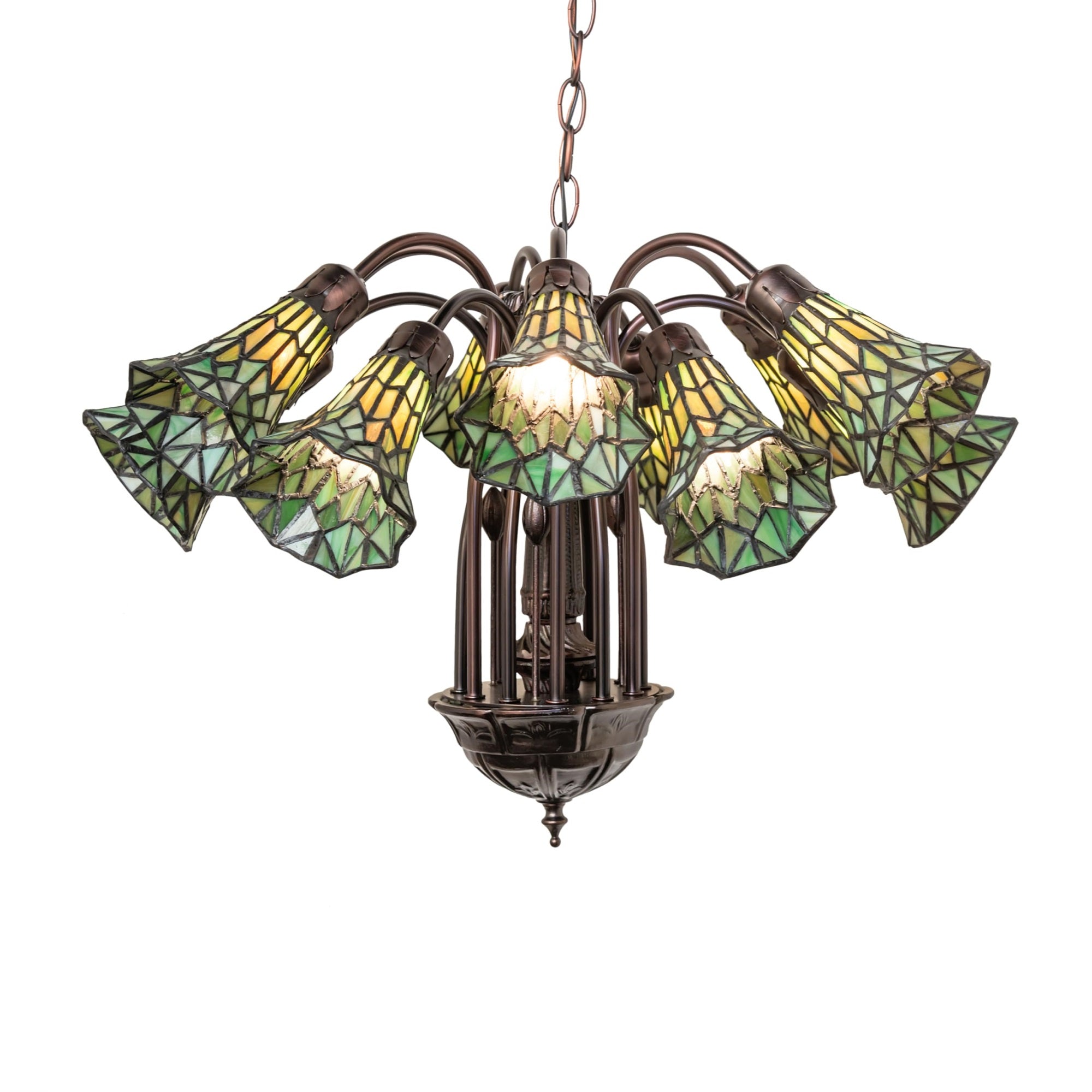 24' Wide Stained Glass 12 Light Chandelier