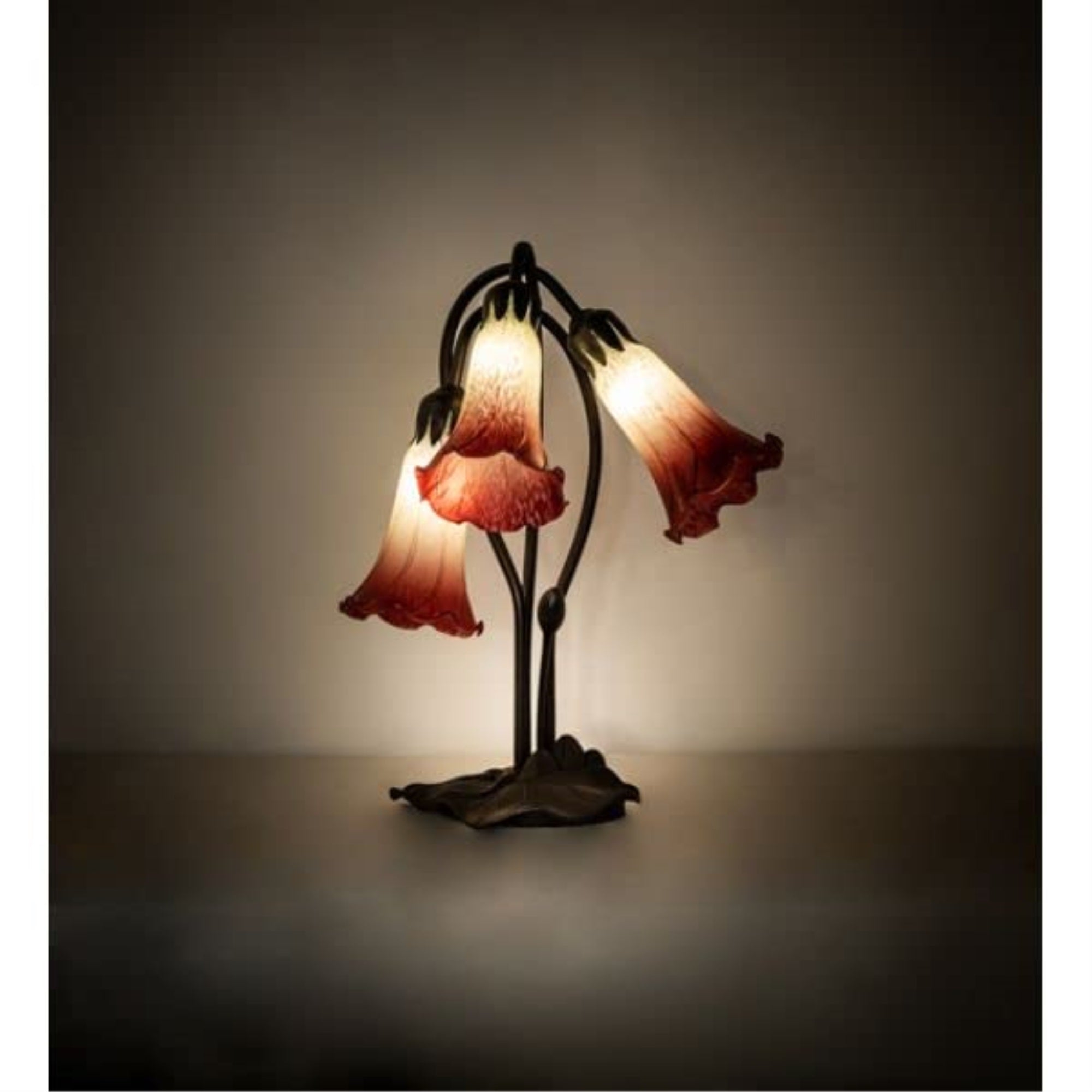 16' High Seafoam/Cranberry Tiffany Pond Lily 3 Light Accent Lamp