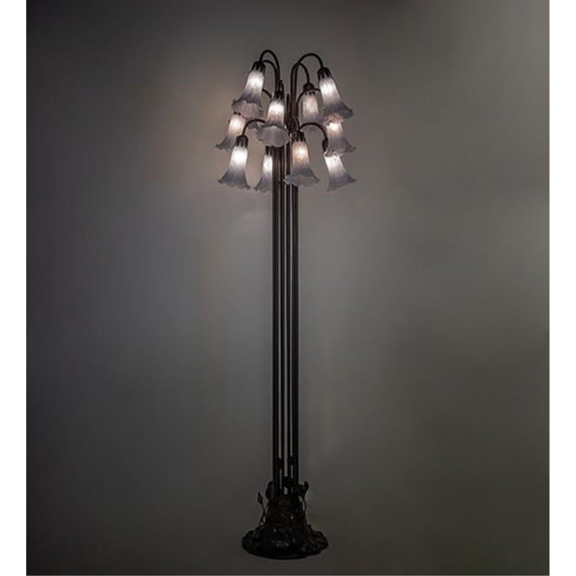 63' High Gray Tiffany Pond Lily 12 Light Floor Lamp