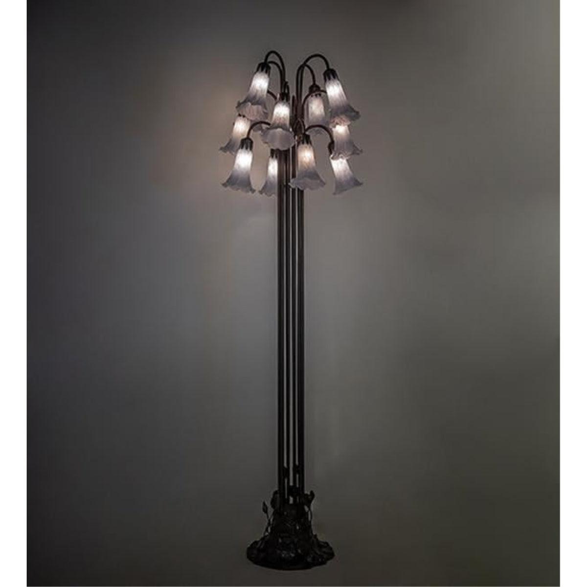 63' High Gray Tiffany Pond Lily 12 Light Floor Lamp