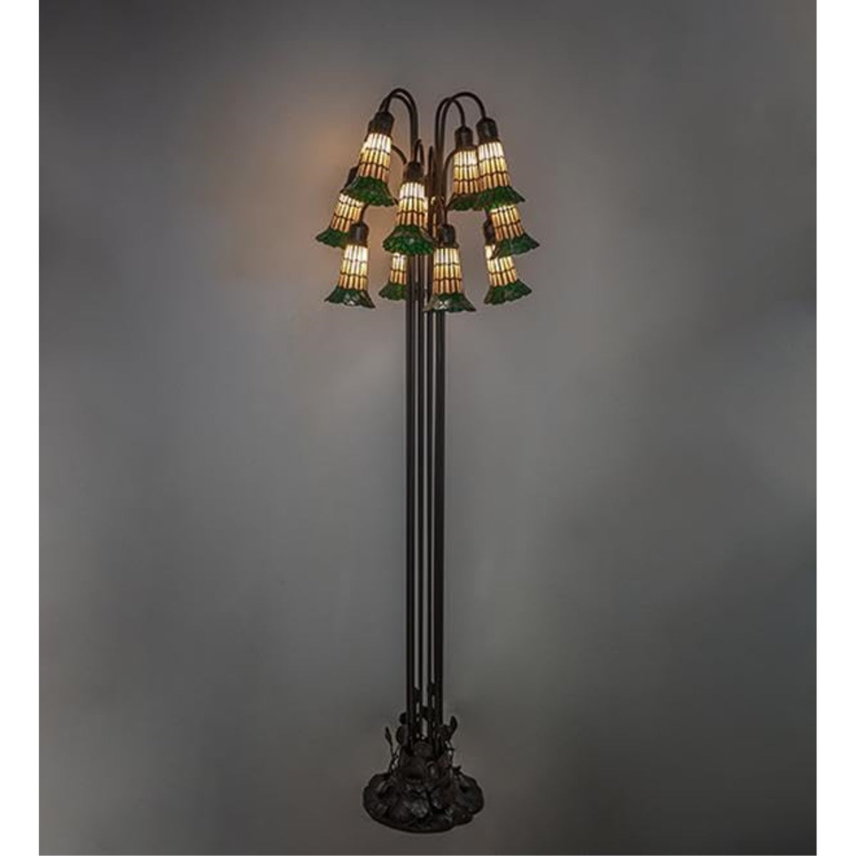 63' High Tiffany Pond Lily 12 Light Floor Lamp