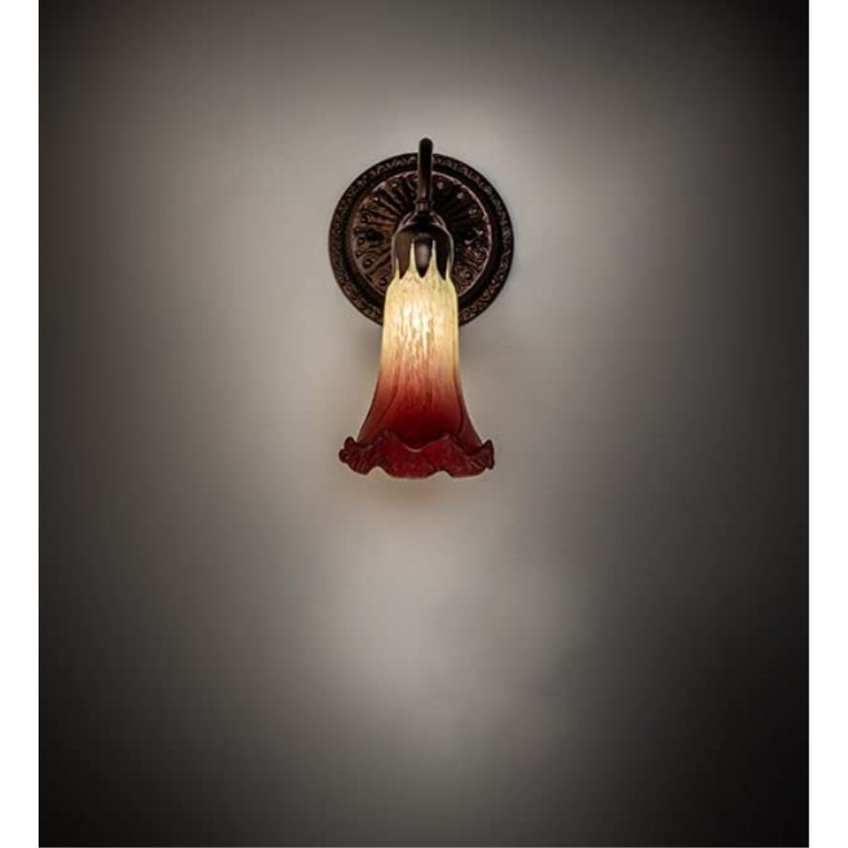 5' Wide Seafoam/Cranberry Pond Lily Victorian Wall Sconce