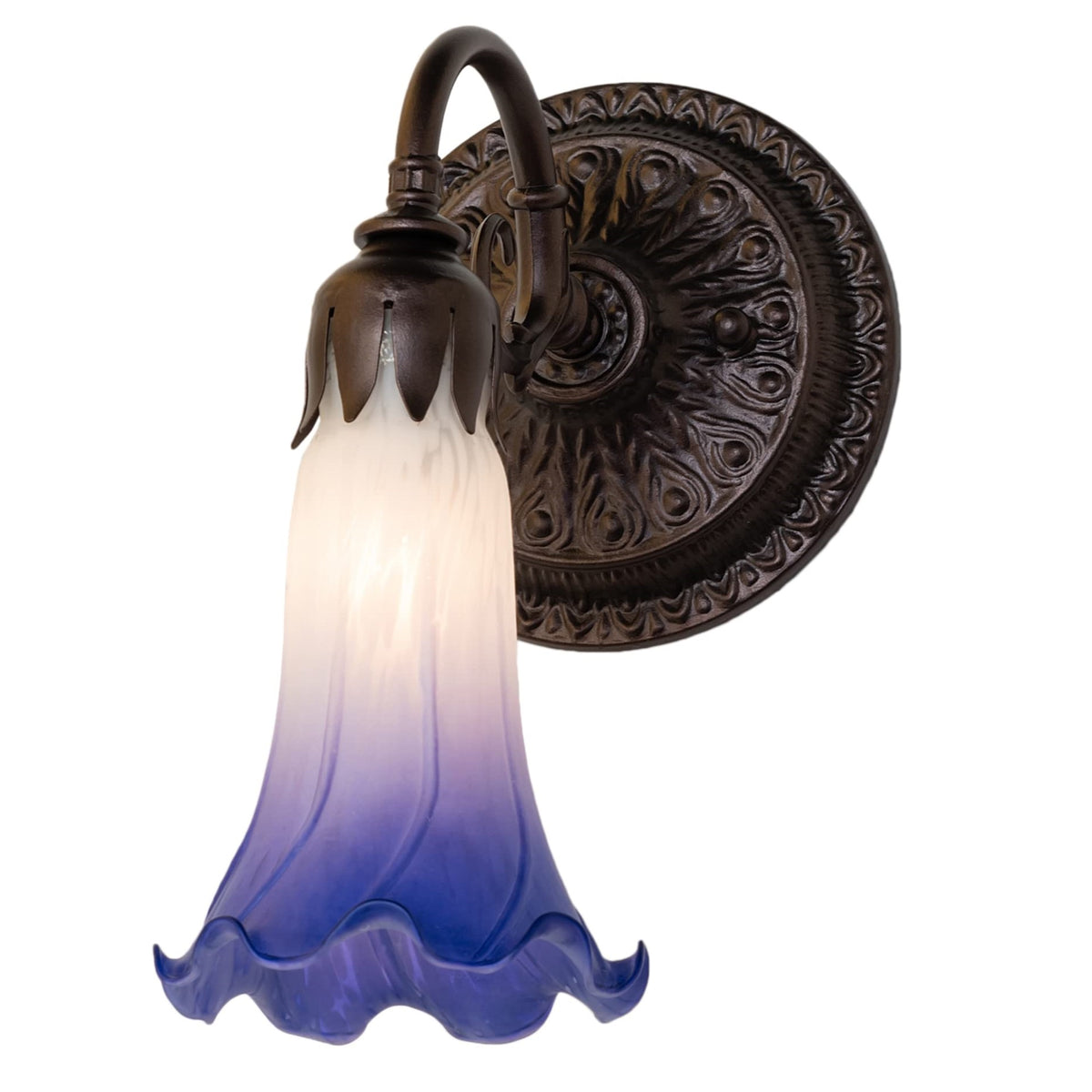 5.5' Wide Blue/White Tiffany Pond Lily Wall Sconce