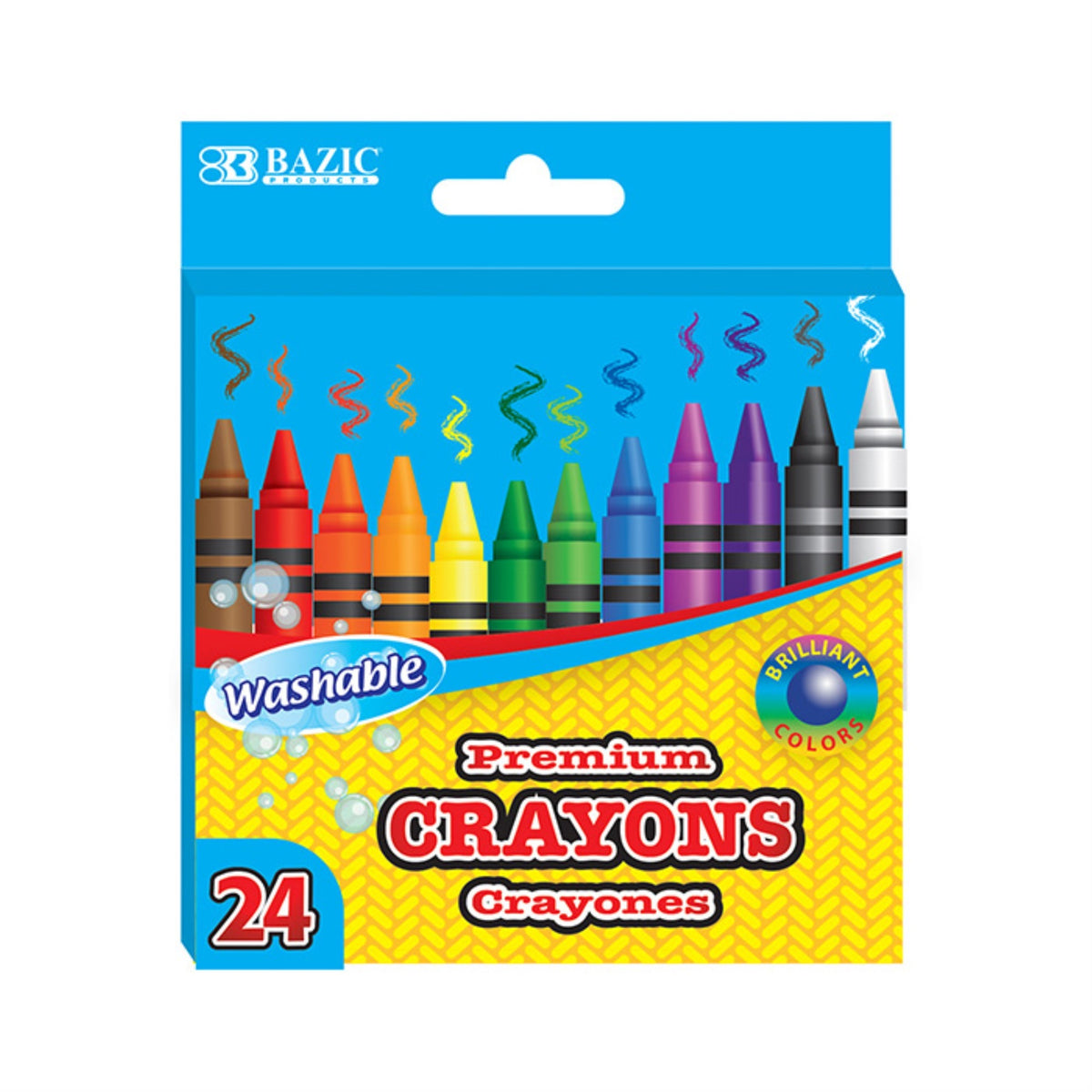 Bazic 24 Color Washable Premium Crayons /Case Qty - 72