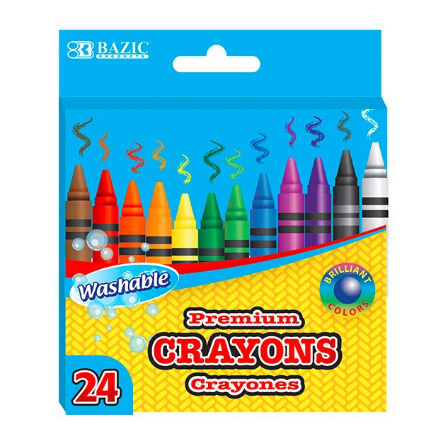 Bazic 24 Color Washable Premium Crayons