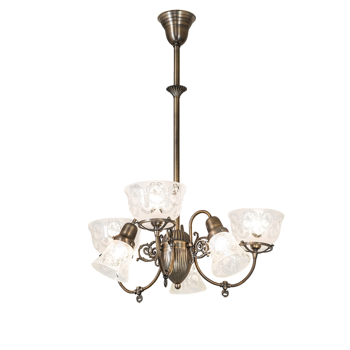 27' Wide Revival Gas & Electric 6 Light Chandelier