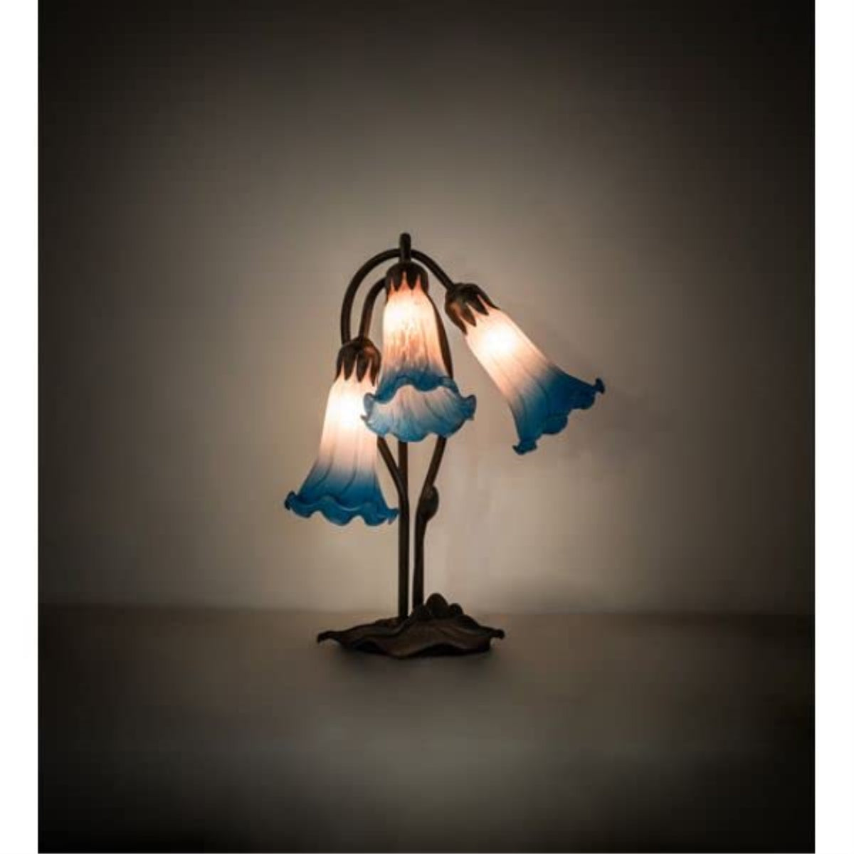 16' High Pink/Blue Tiffany Pond Lily 3 Light Accent Lamp